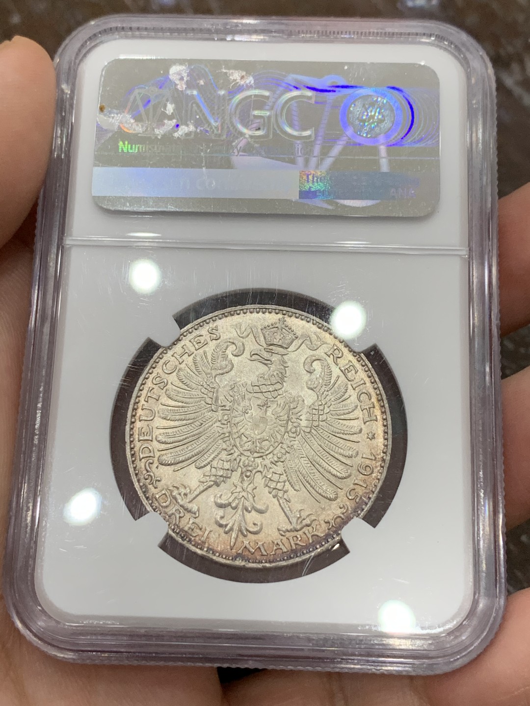 《竞宝斋》第106场-周日，周一 2场连拍（全场包邮） NGC  MS62 德国 1915年 萨克森-魏玛-爱森纳赫 3马克银币 少见品种