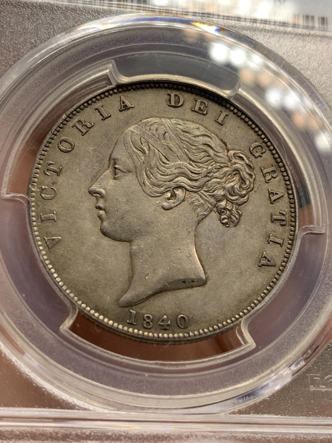 《竞宝斋》第106场-周日，周一 2场连拍（全场包邮） PCGS-AU53 1840年 英国维多利亚半克朗 S级珍惜度，早期小维半克朗外拍价格几乎是 后期版本的一倍