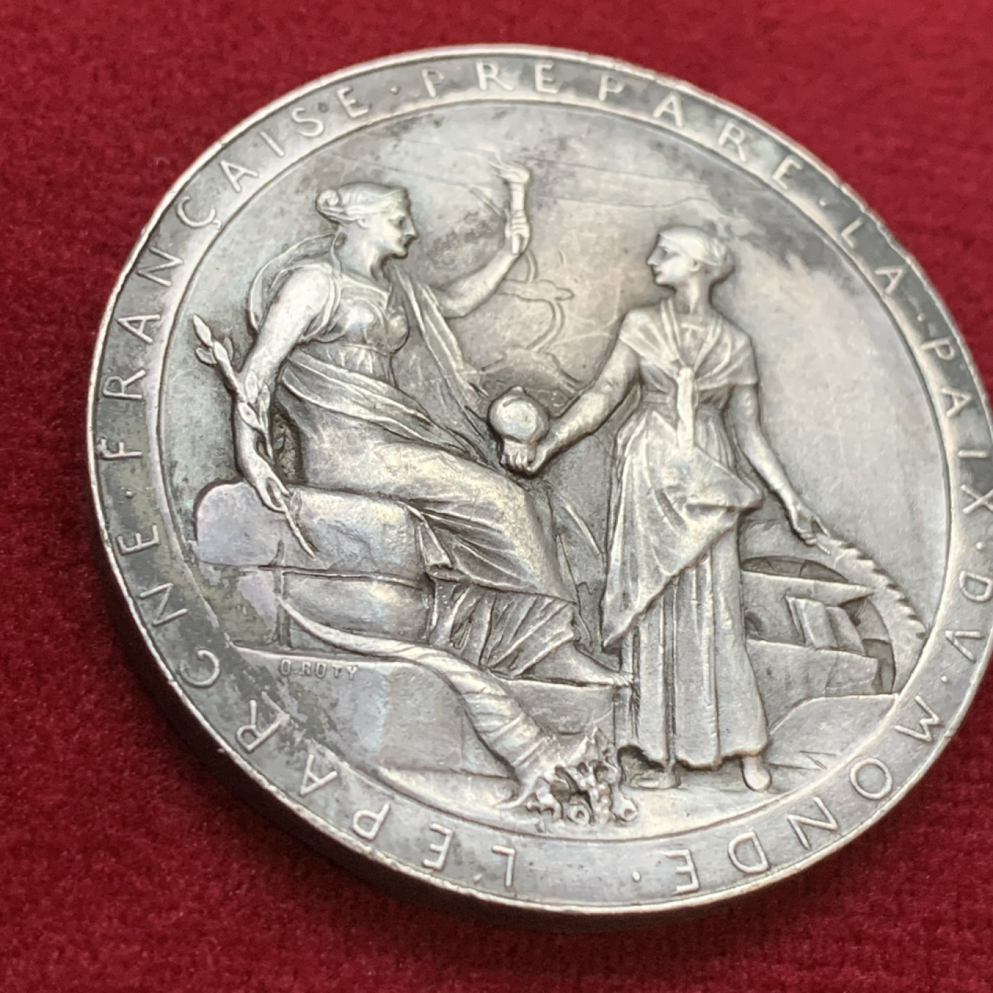 《竞宝斋》第106场-周日，周一 2场连拍（全场包邮） 法国1869年苏伊士运河开通纪念少见加厚版大银章罗蒂作品 48克加厚版本，常见为40克版本，43mm，丰饶角Aregnt边铭