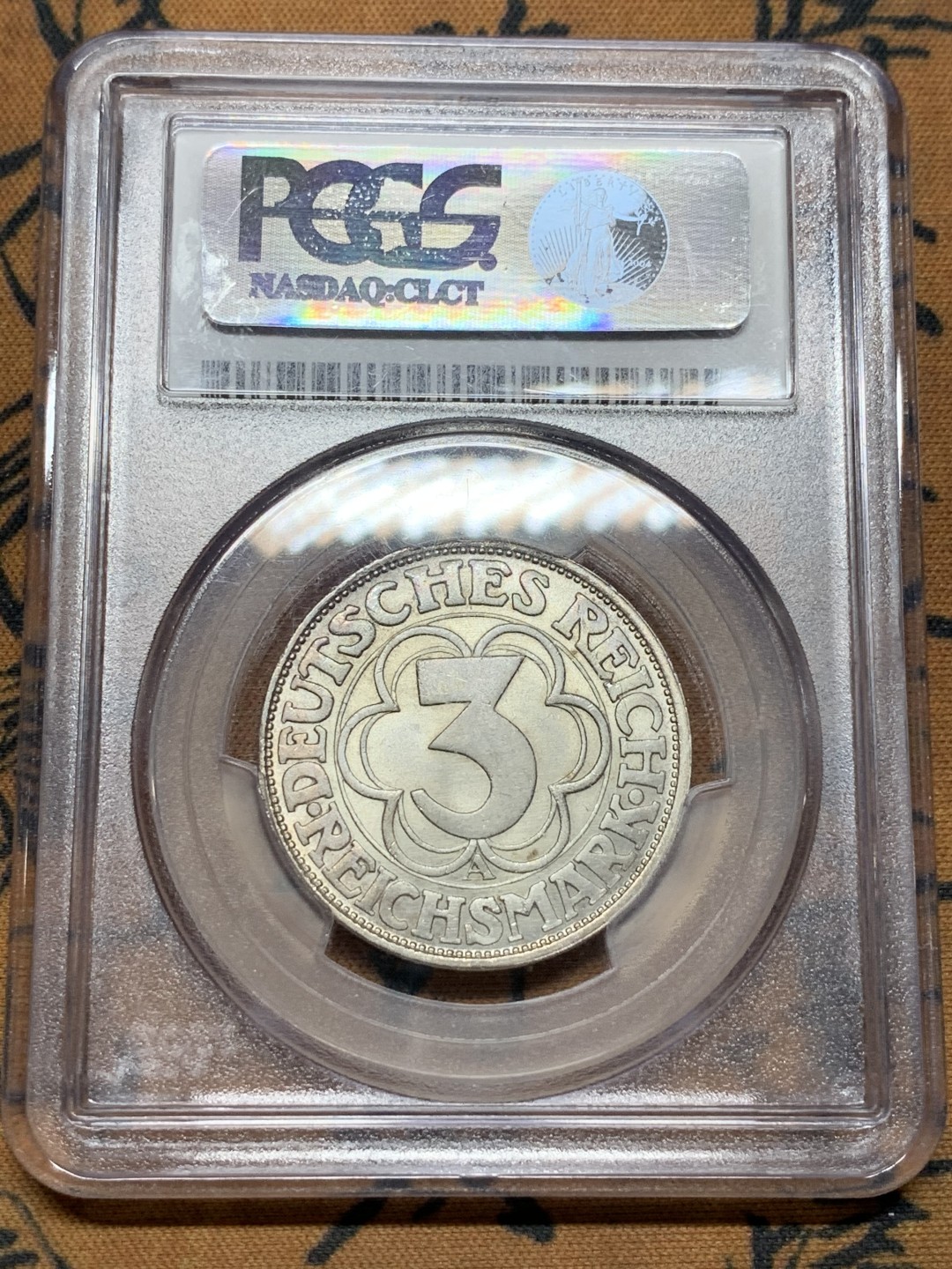 《竞宝斋》第106场-周日，周一 2场连拍（全场包邮） PCGS MS65 德国1927年魏玛诺德豪森纪念3马克银币，原光高分