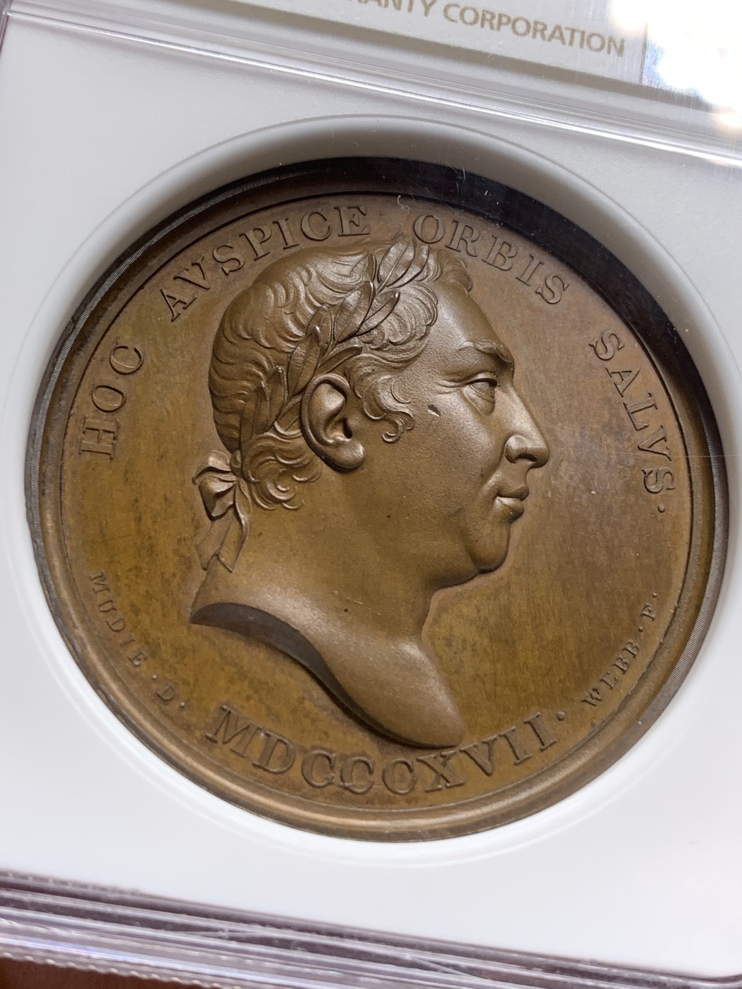 《竞宝斋》第106场-周日，周一 2场连拍（全场包邮） NGC-MS64 1820 英国荣耀的历史之滑铁卢战役纪念章 人物饱满 细节爆满