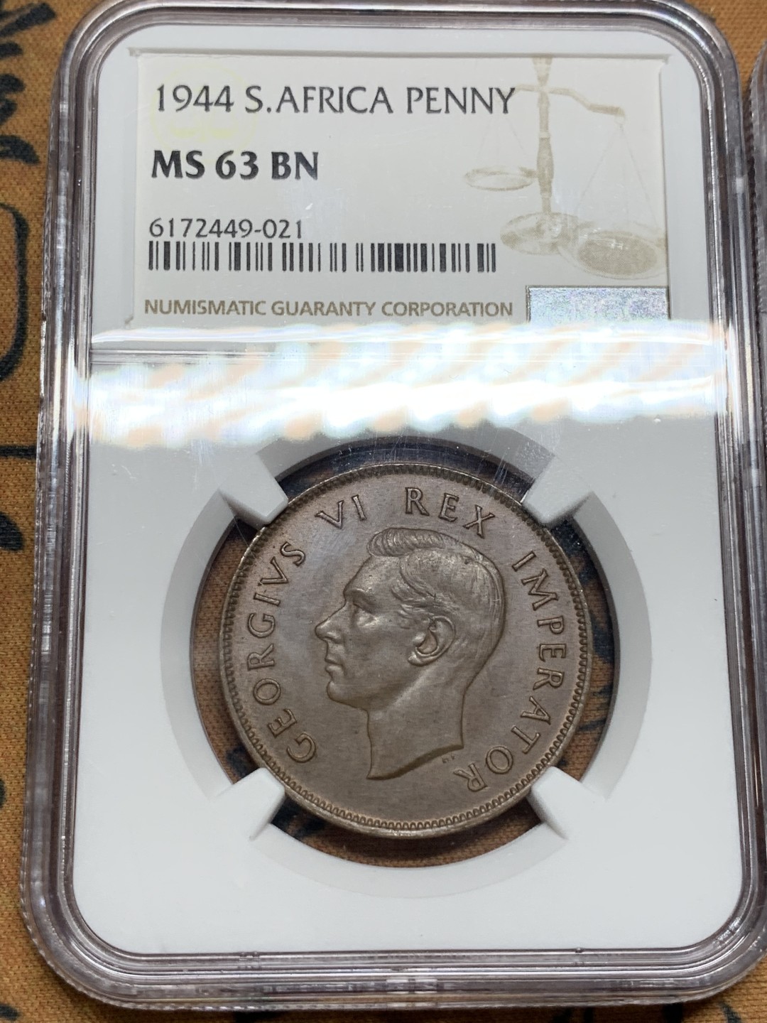 《竞宝斋》第106场-周日，周一 2场连拍（全场包邮） NGC-MS 乔五/乔六便士一对 本土乔五36年细节观感相当好 44年南非乔六光泽温润 海神与帆船