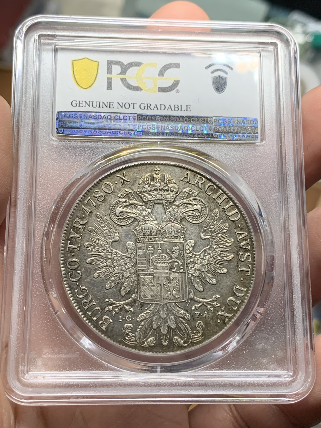 《竞宝斋》第106场-周日，周一 2场连拍（全场包邮） PCGS AU 1780大奶妈泰勒，维也纳IC-FA原铸，达文波特编号Dav-1117，味道一流
