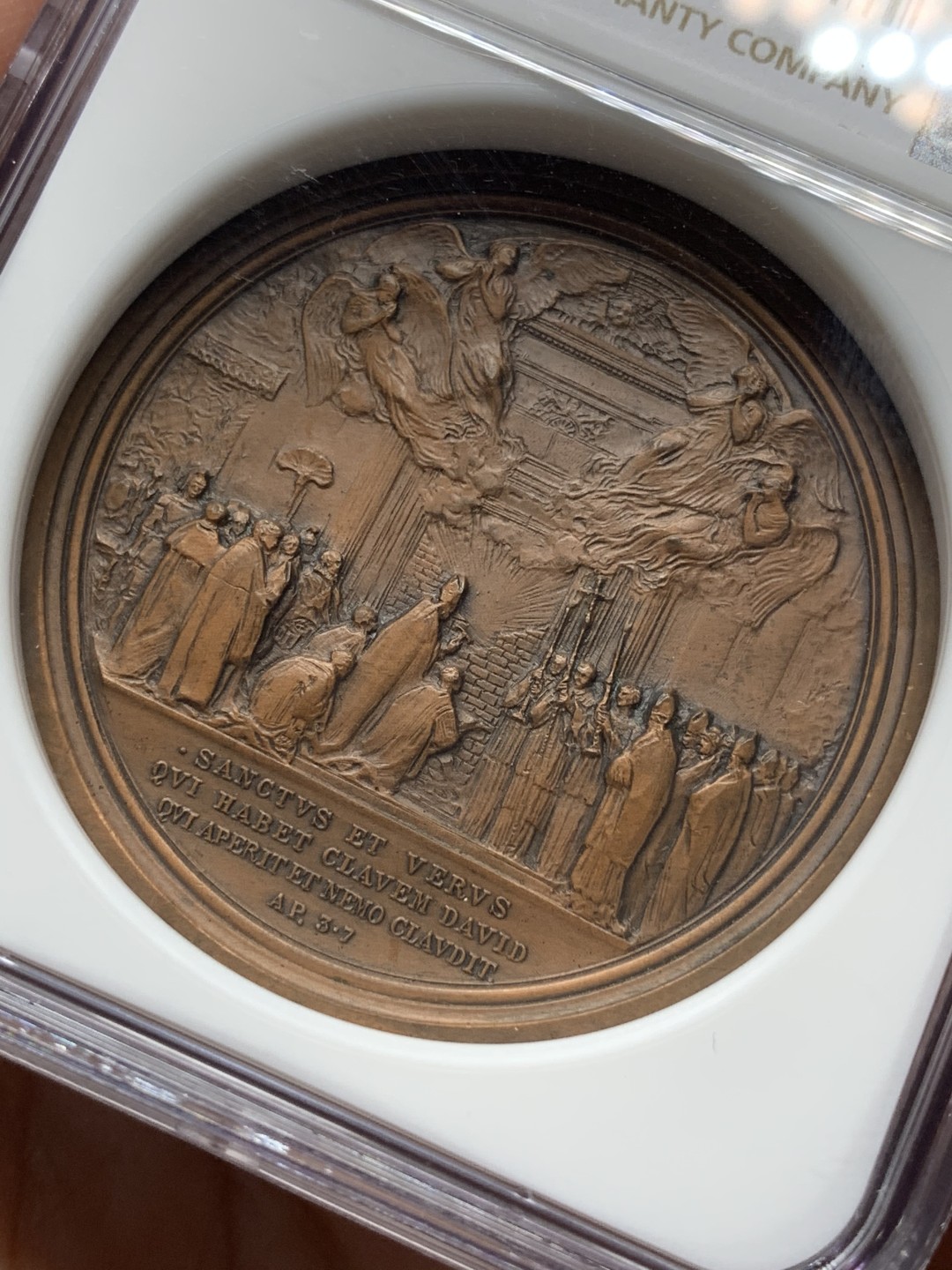 《竞宝斋》第106场-周日，周一 2场连拍（全场包邮） NGC MS64 梵蒂冈 1925年教皇博览会高浮雕铜章 浮雕工艺与精美程度 超乎想象 加厚盒装不可错过