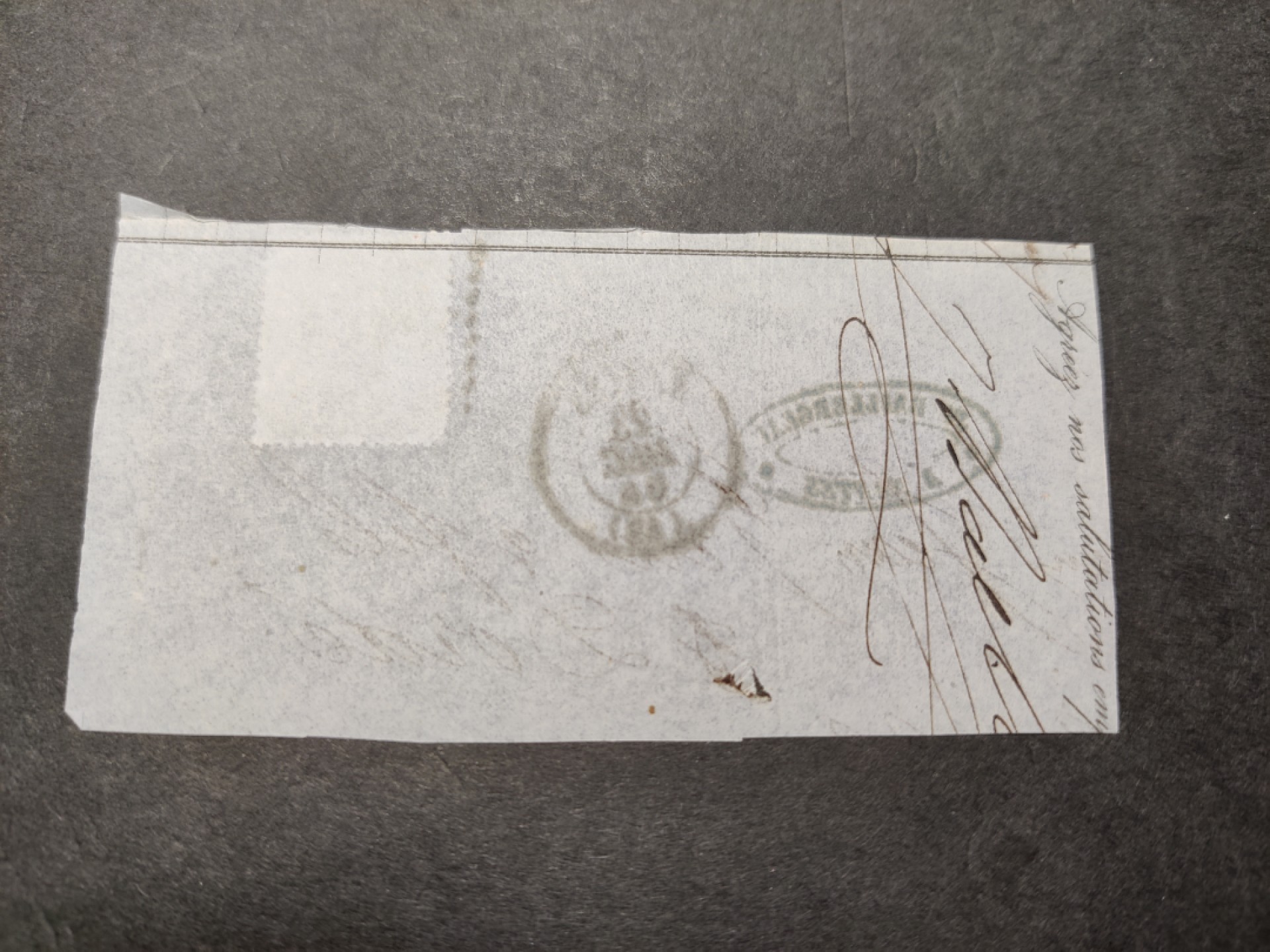 洪涛臻品 精选邮票限时拍卖第五十五期 1862年法国拿破仑三世20分邮票(2008年新票定价190美元)实寄封剪片,1864年12月23日寄于芒特(MANTES)。少见的极早古典邮品！多年收藏，每件都是唯一, 本期一次性上完, 唯一机会！清代大龙邮票上任意1枚盖1878年的邮戳早在一二十年前全世界都能卖一两万美元,这枚比1878年的大龙邮戳还要早10多年！终生保真！