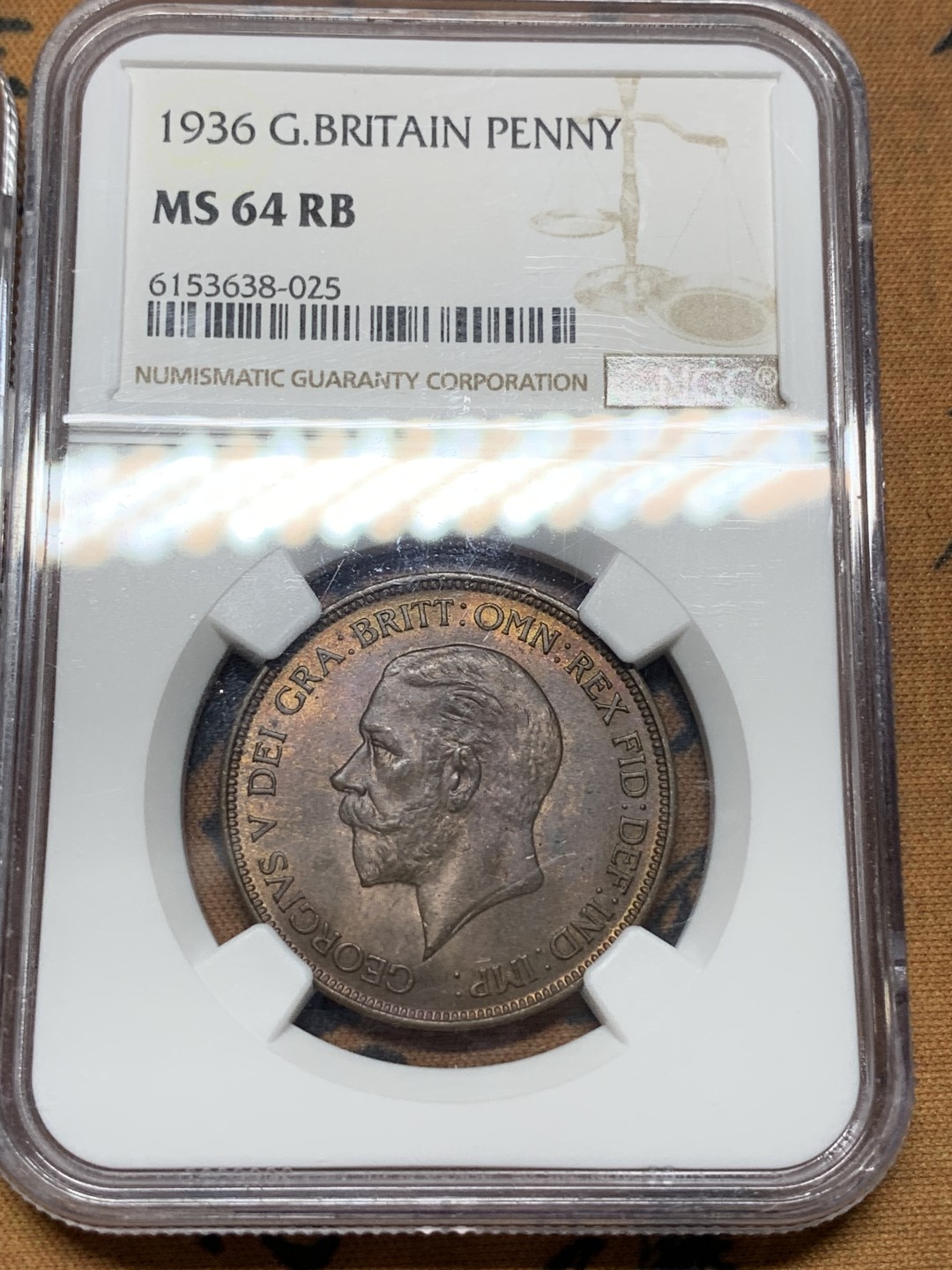 《竞宝斋》第106场-周日，周一 2场连拍（全场包邮） NGC-MS 乔五/乔六便士一对 本土乔五36年细节观感相当好 44年南非乔六光泽温润 海神与帆船