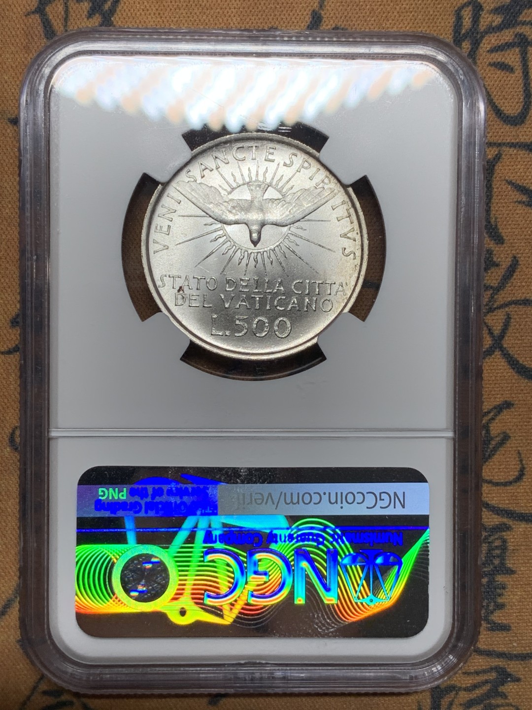 《竞宝斋》第106场-周日，周一 2场连拍（全场包邮） NGC MS64 梵蒂冈1963年缺位500里拉银币