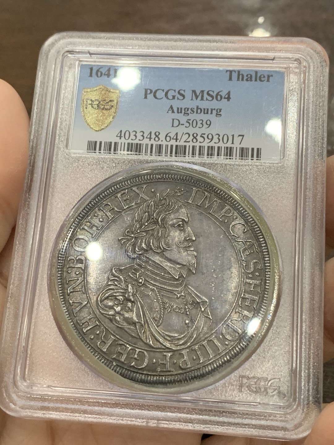 《竞宝斋》第106场-周日，周一 2场连拍（全场包邮） 推荐！PCGS MS64 神圣罗马帝国 1641 奥格斯堡大泰勒，双面包浆均匀 近乎完美的状态 将近400年的岁月 类似的包浆币21年拍了5760美元