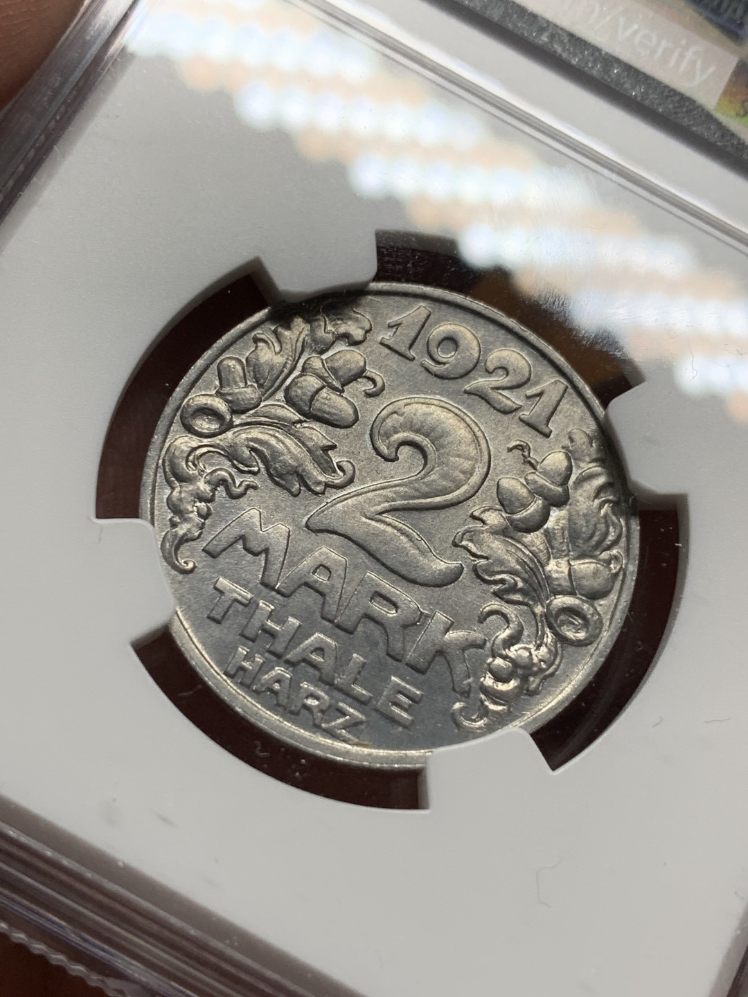 《竞宝斋》第106场-周日，周一 2场连拍（全场包邮） NGC MS66冠军！ 德紧珍藏级尖货 1921年塔勒2马克大猫大铝币，绝美设计传世精品，难得的珍藏良机！