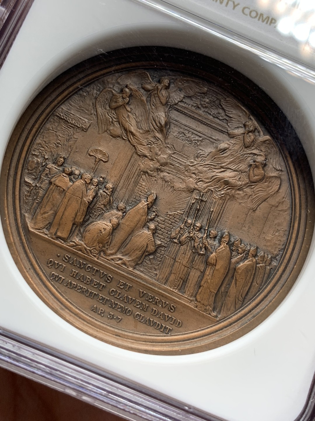 《竞宝斋》第106场-周日，周一 2场连拍（全场包邮） NGC MS64 梵蒂冈 1925年教皇博览会高浮雕铜章 浮雕工艺与精美程度 超乎想象 加厚盒装不可错过