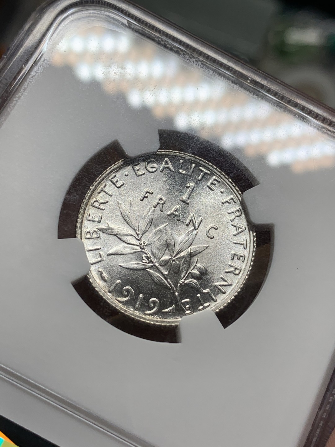 《竞宝斋》第106场-周日，周一 2场连拍（全场包邮） NGC MS62 法国1919 1法郎 银币 播种女神 罗蒂 经典款