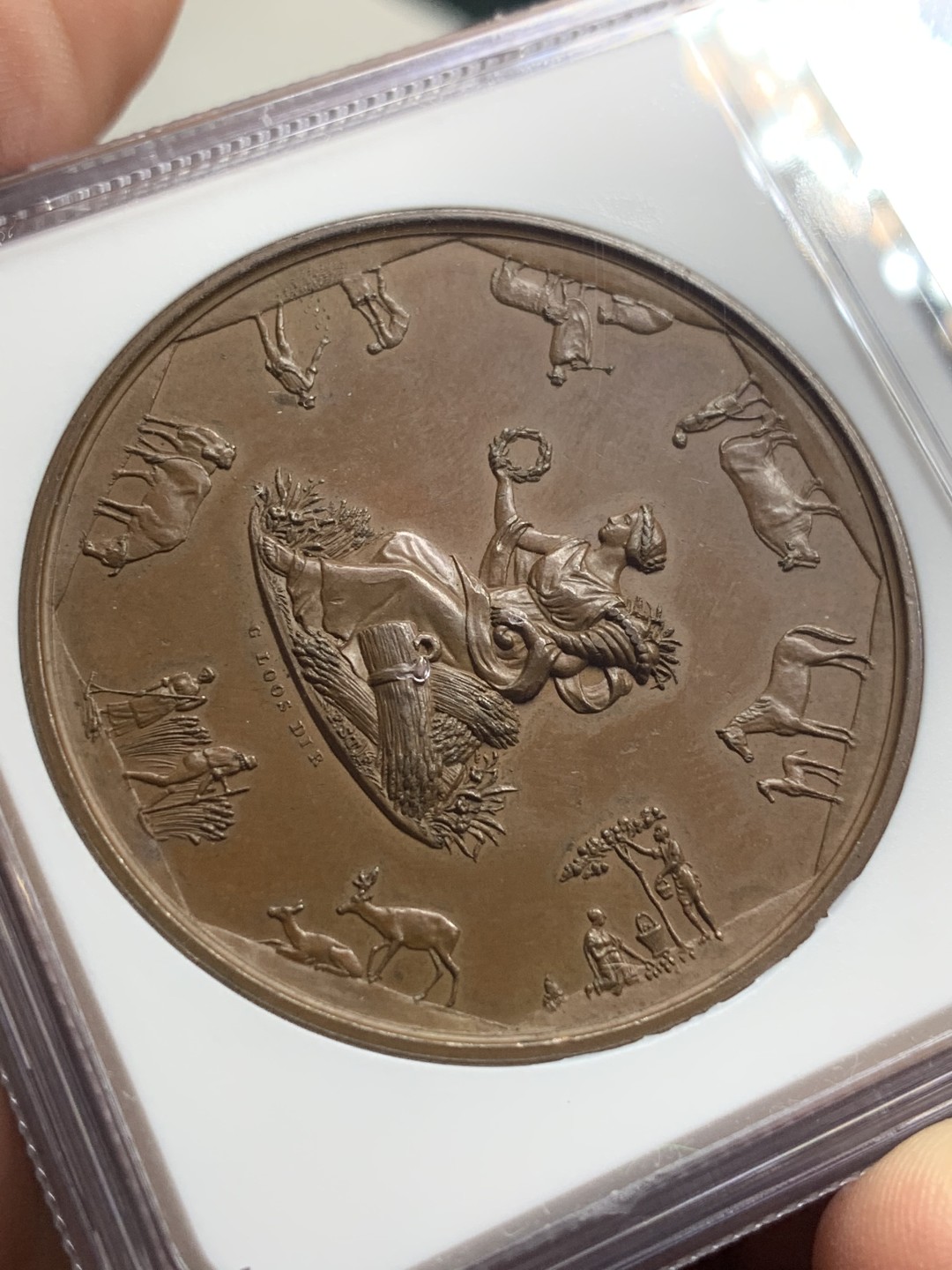 《竞宝斋》第106场-周日，周一 2场连拍（全场包邮） NGC MS64BN 德国农业大赛奖章约1850前后 巧克力色 方寸之间 细节极其丰富