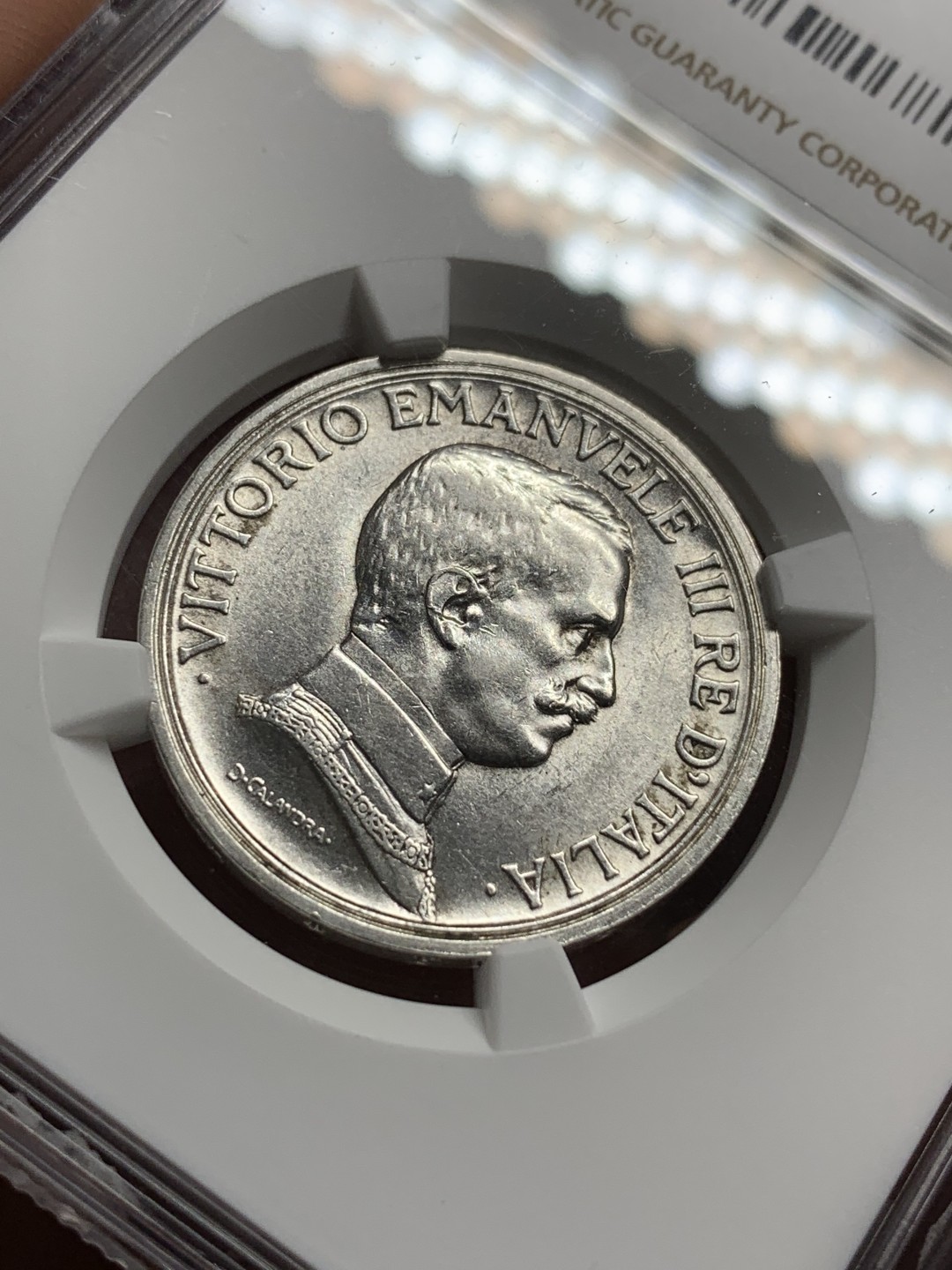 《竞宝斋》第106场-周日，周一 2场连拍（全场包邮） NGC AU58 意大利 1915年 马车2里拉银币 细节味道都不错