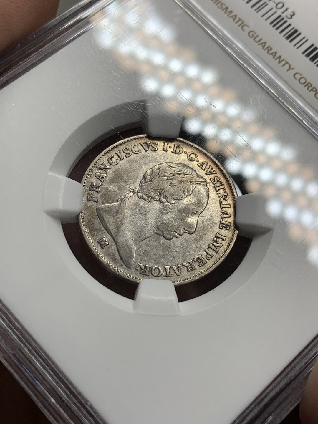 《竞宝斋》第106场-周日，周一 2场连拍（全场包邮） NGC VF35 奥属意大利伦巴第1824年 1里拉银币 细节清晰，少见品种