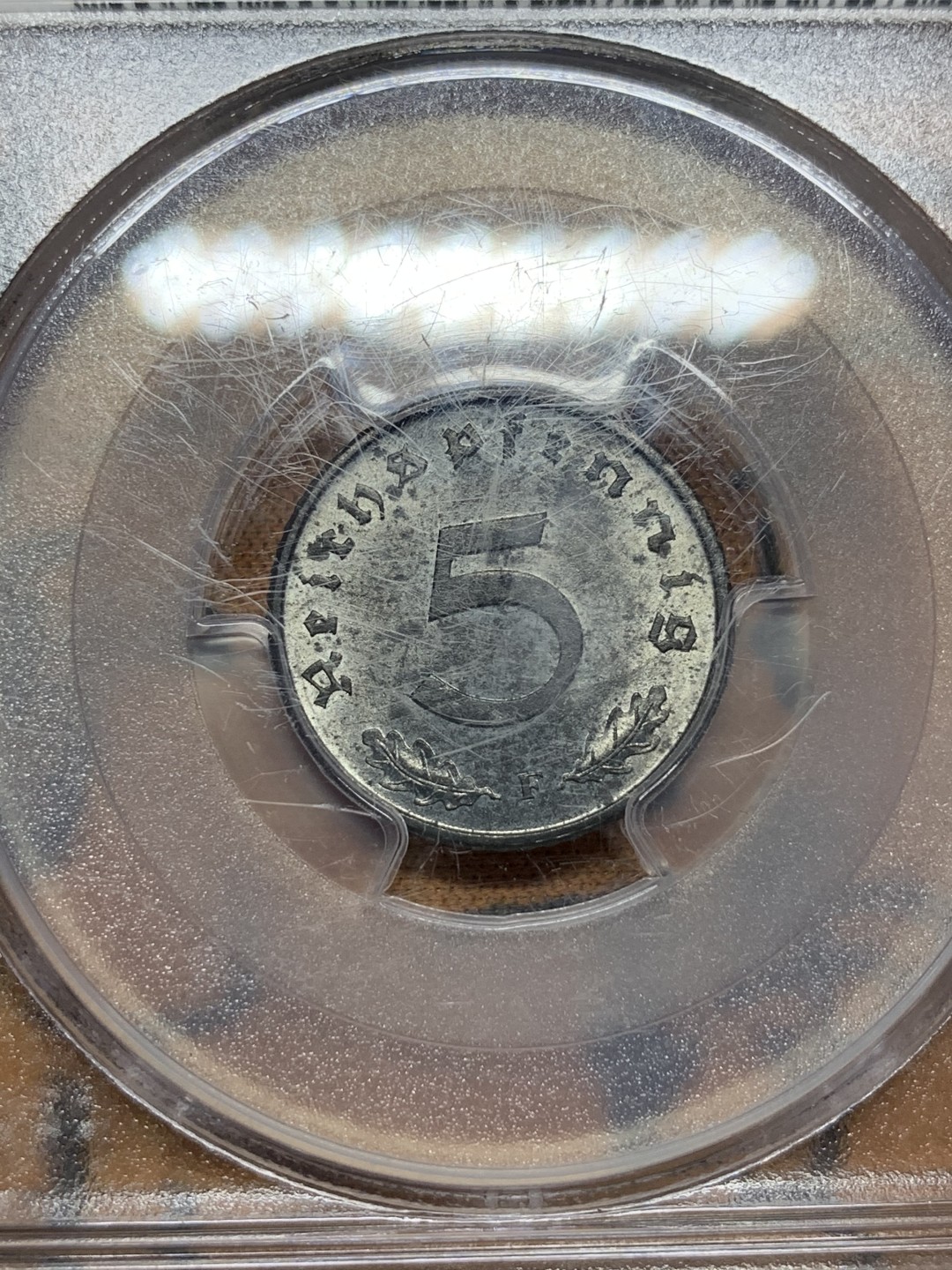 《竞宝斋》第106场-周日，周一 2场连拍（全场包邮） PCGS-MS63 德国第三帝国1940年5芬尼锌币，锌币不易保存，少见好品