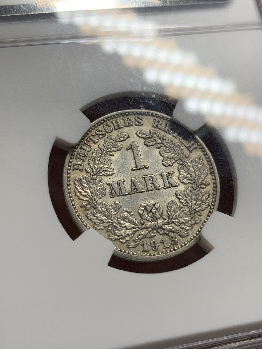 《竞宝斋》第106场-周日，周一 2场连拍（全场包邮） NGC-MS61 德国1913J 马克银币 黄油光 1马克中的小特年 2010年HA有一枚62拍了74刀  63分书价400刀