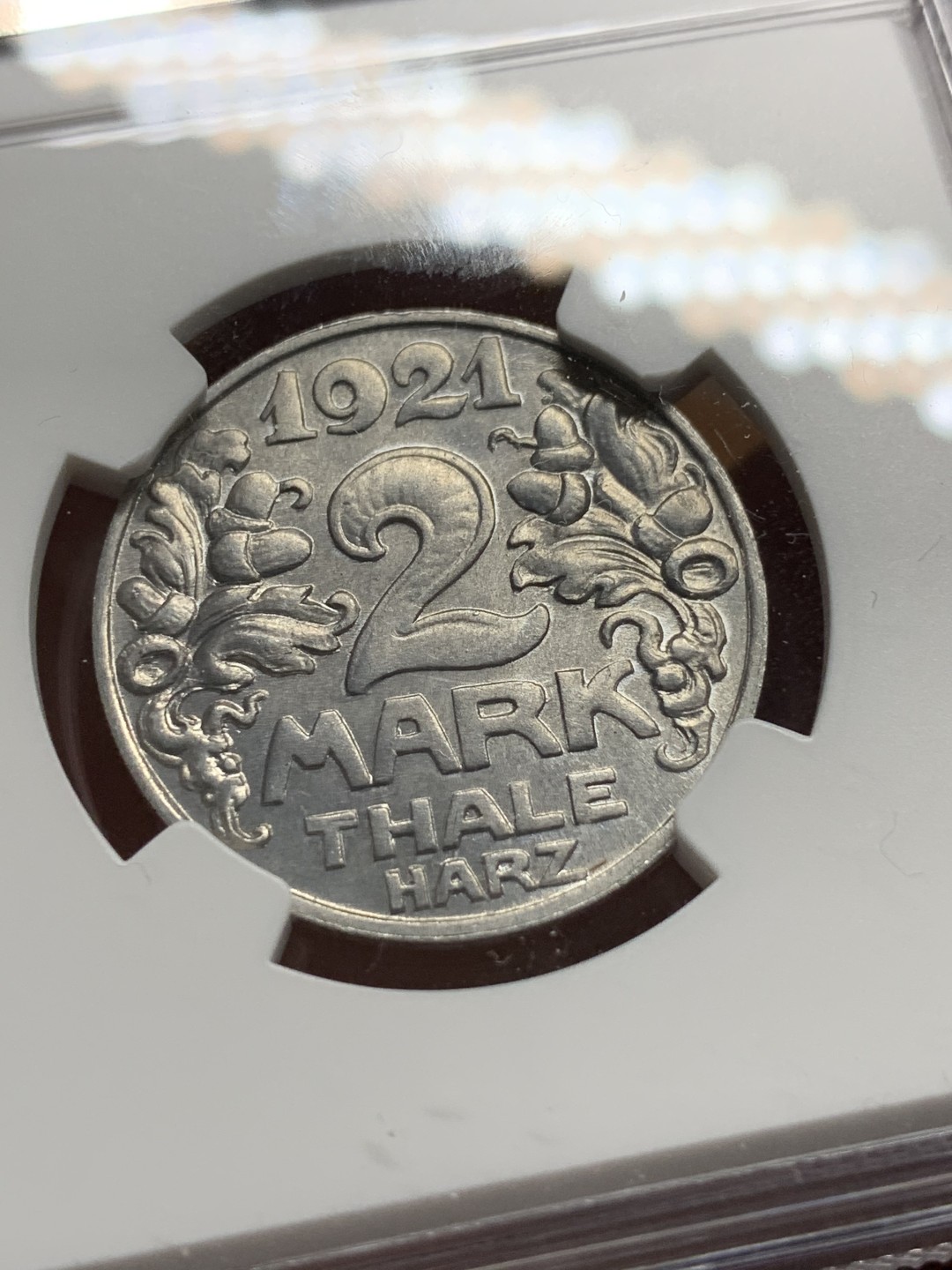 《竞宝斋》第106场-周日，周一 2场连拍（全场包邮） NGC MS66冠军！ 德紧珍藏级尖货 1921年塔勒2马克大猫大铝币，绝美设计传世精品，难得的珍藏良机！