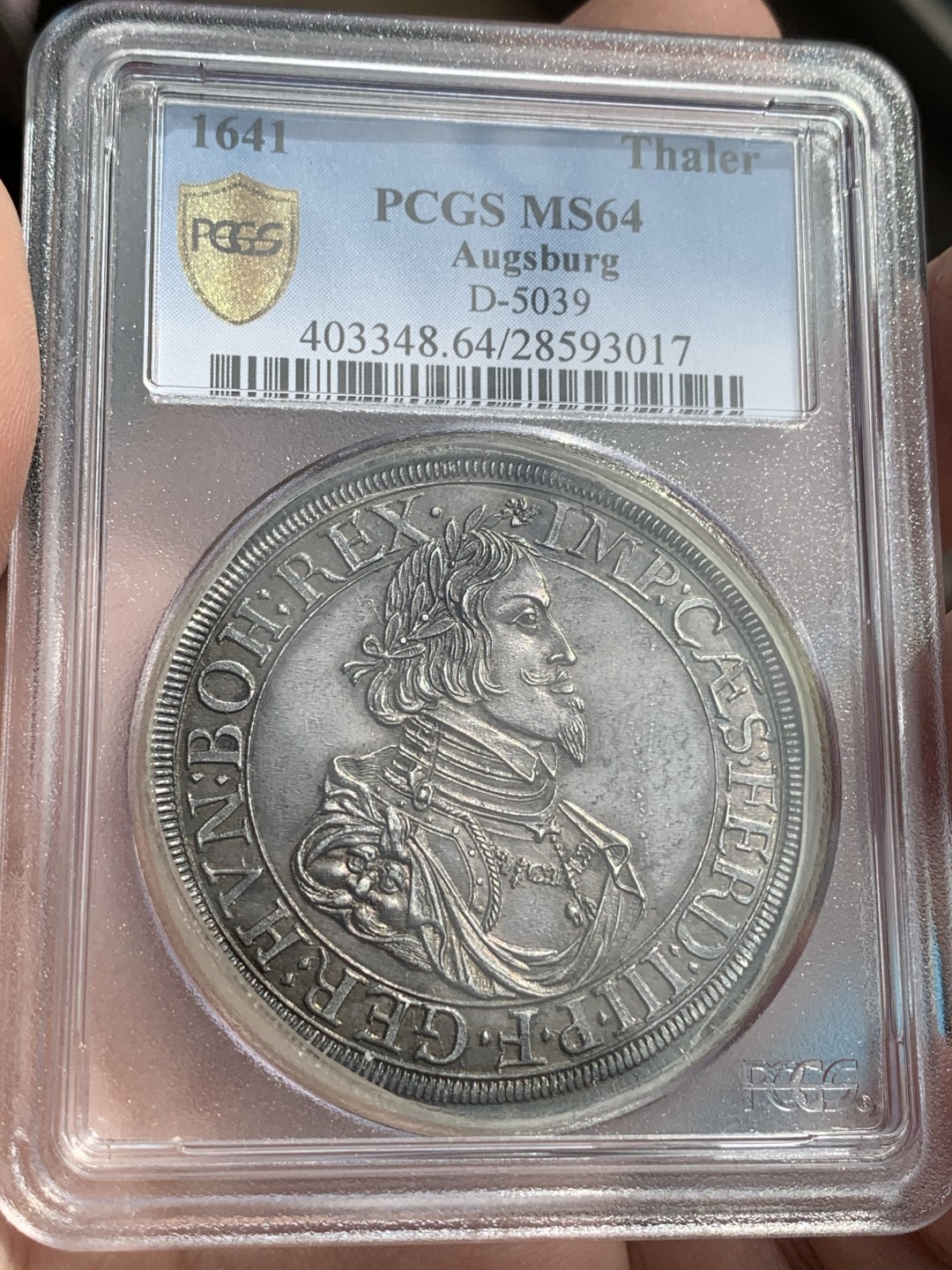 《竞宝斋》第106场-周日，周一 2场连拍（全场包邮） 推荐！PCGS MS64 神圣罗马帝国 1641 奥格斯堡大泰勒，双面包浆均匀 近乎完美的状态 将近400年的岁月 类似的包浆币21年拍了5760美元