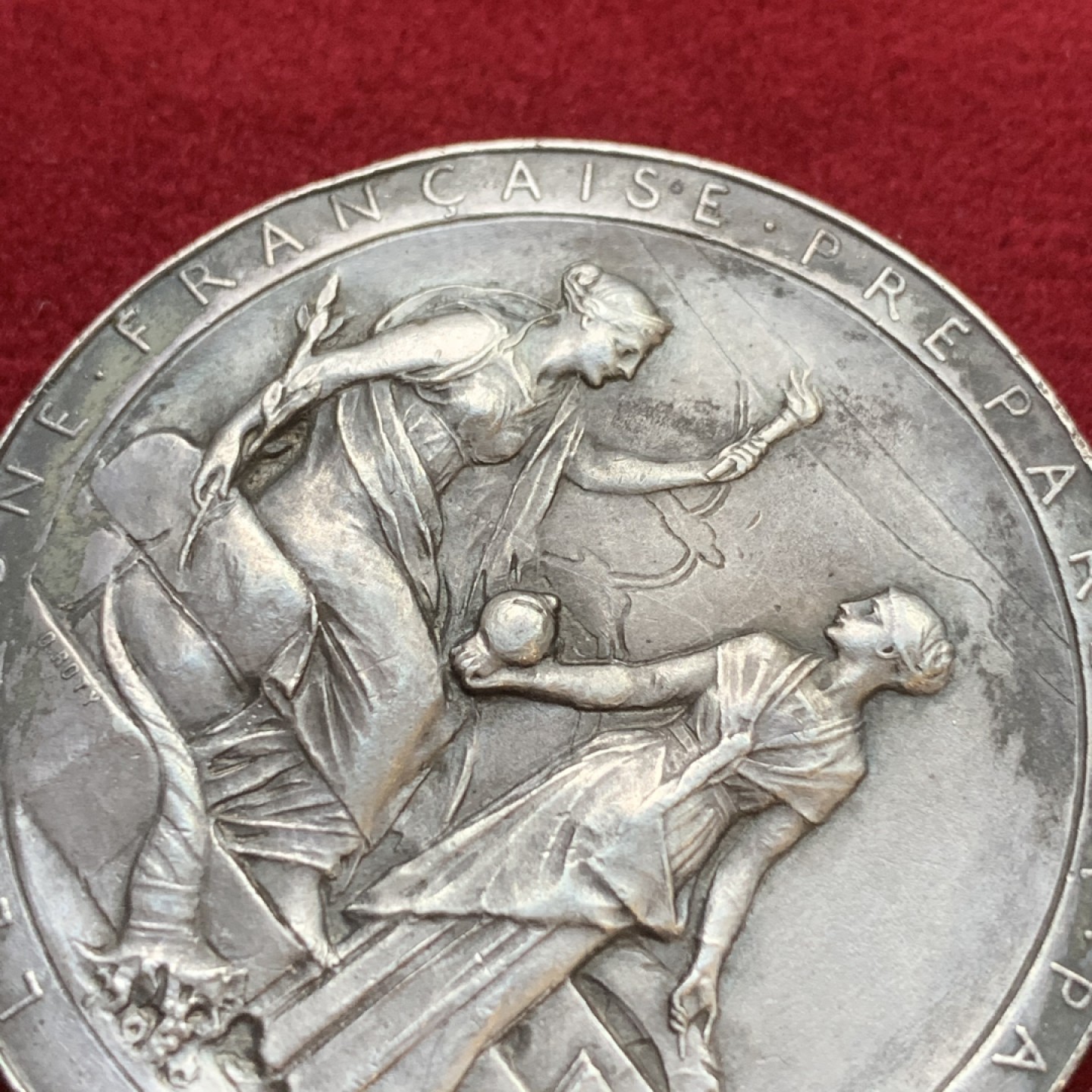 《竞宝斋》第106场-周日，周一 2场连拍（全场包邮） 法国1869年苏伊士运河开通纪念少见加厚版大银章罗蒂作品 48克加厚版本，常见为40克版本，43mm，丰饶角Aregnt边铭