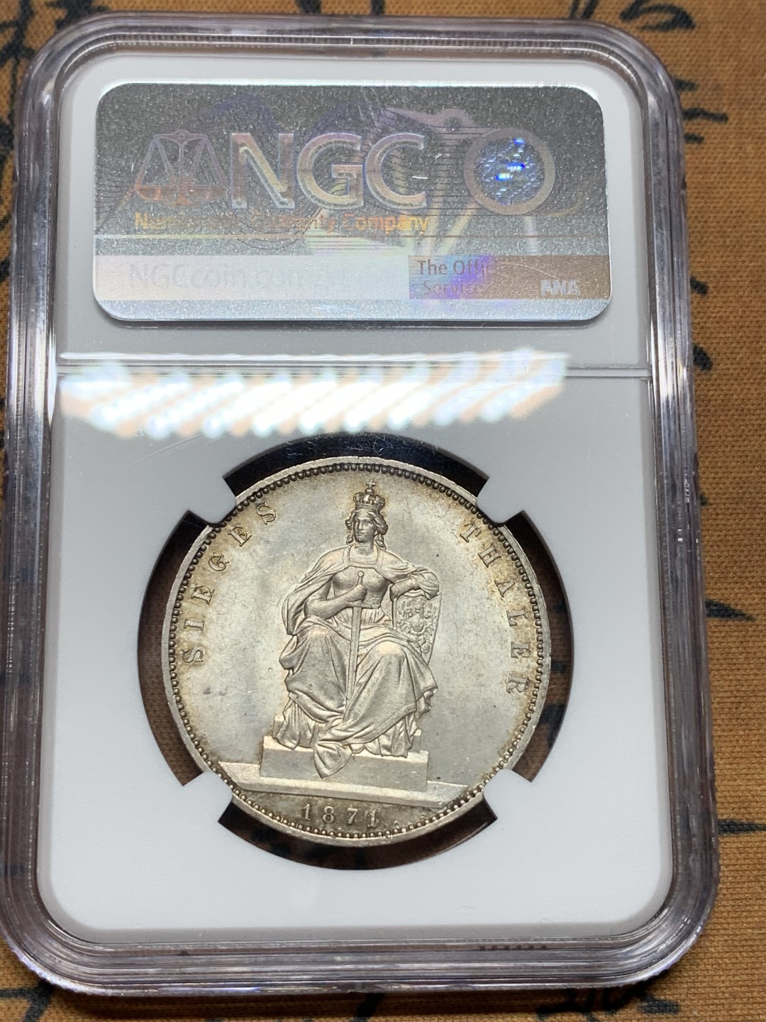 《竞宝斋》第106场-周日，周一 2场连拍（全场包邮） NGC-MS64 德国1871年普鲁士胜利泰勒，近期涨价的品种 高分好包浆