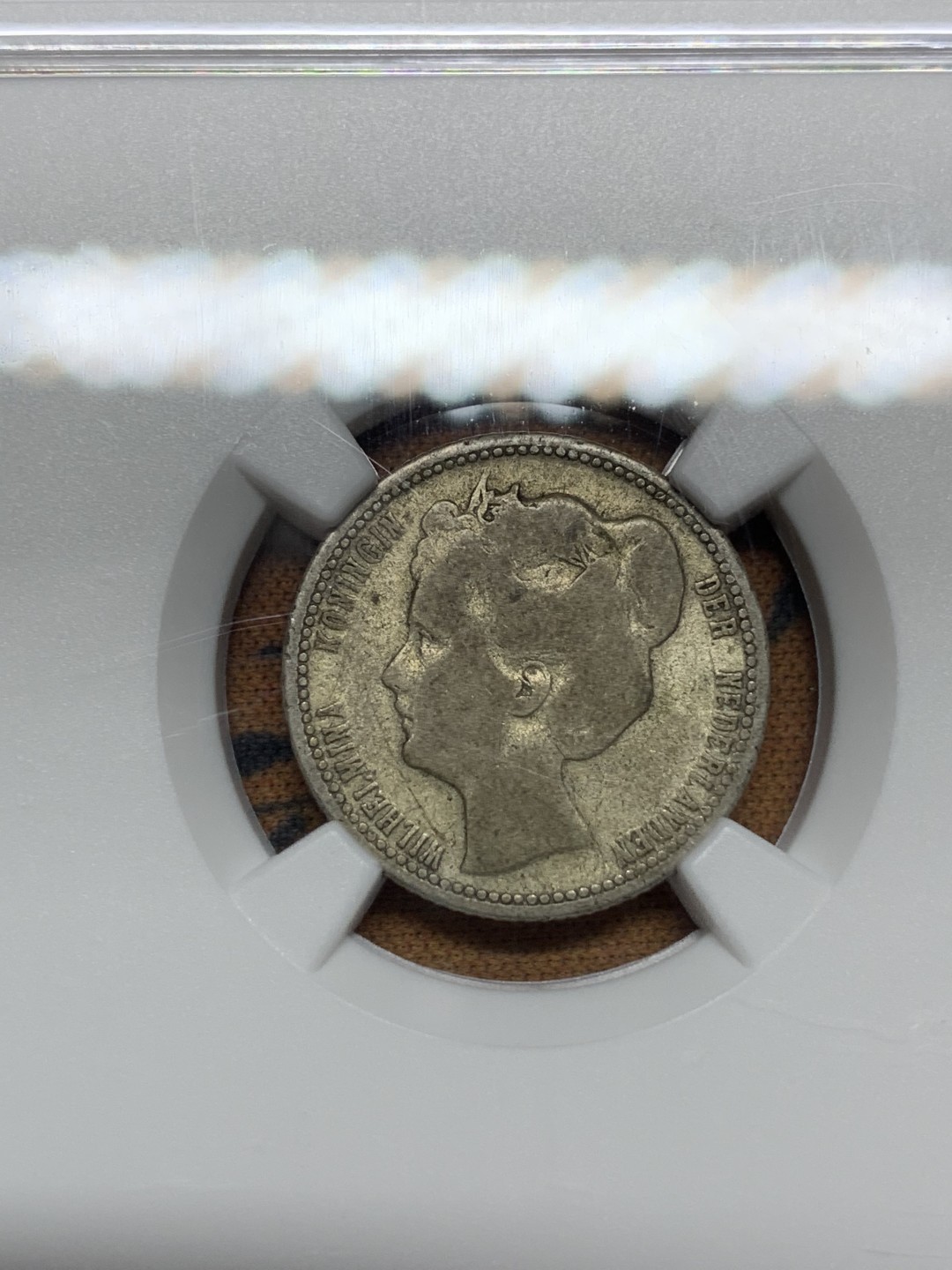 《竞宝斋》第106场-周日，周一 2场连拍（全场包邮） NGC F12  荷兰 1901年  25分银币  极少见小萝莉辅币