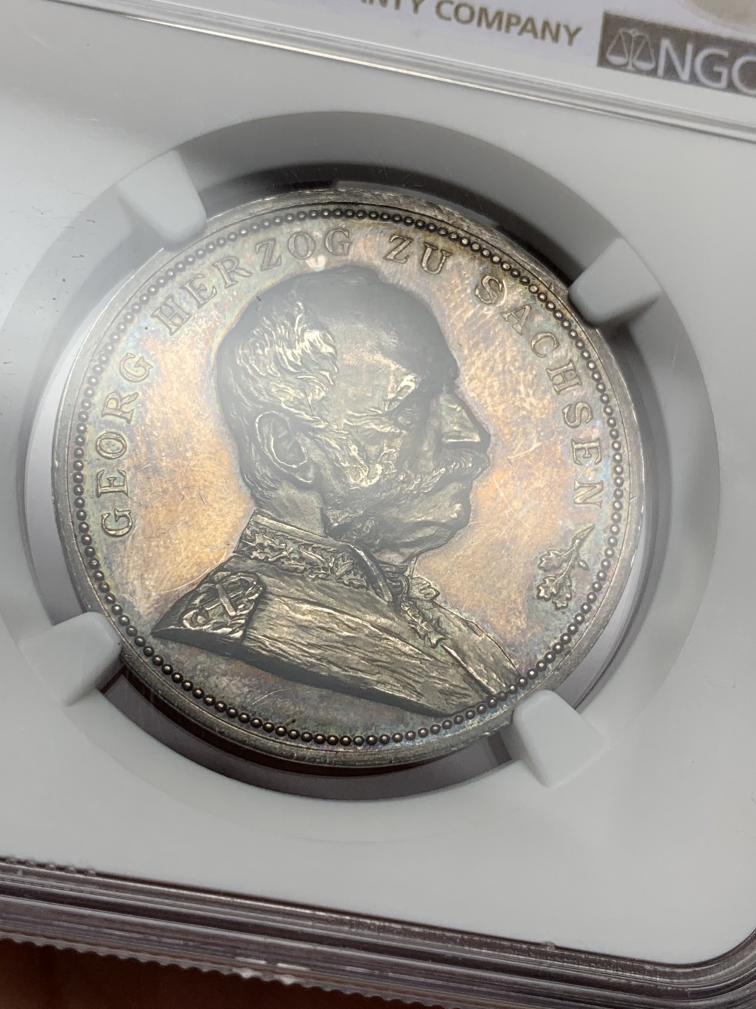 《竞宝斋》第106场-周日，周一 2场连拍（全场包邮） NGC-UNC 德国1896萨克森军事庆典银章