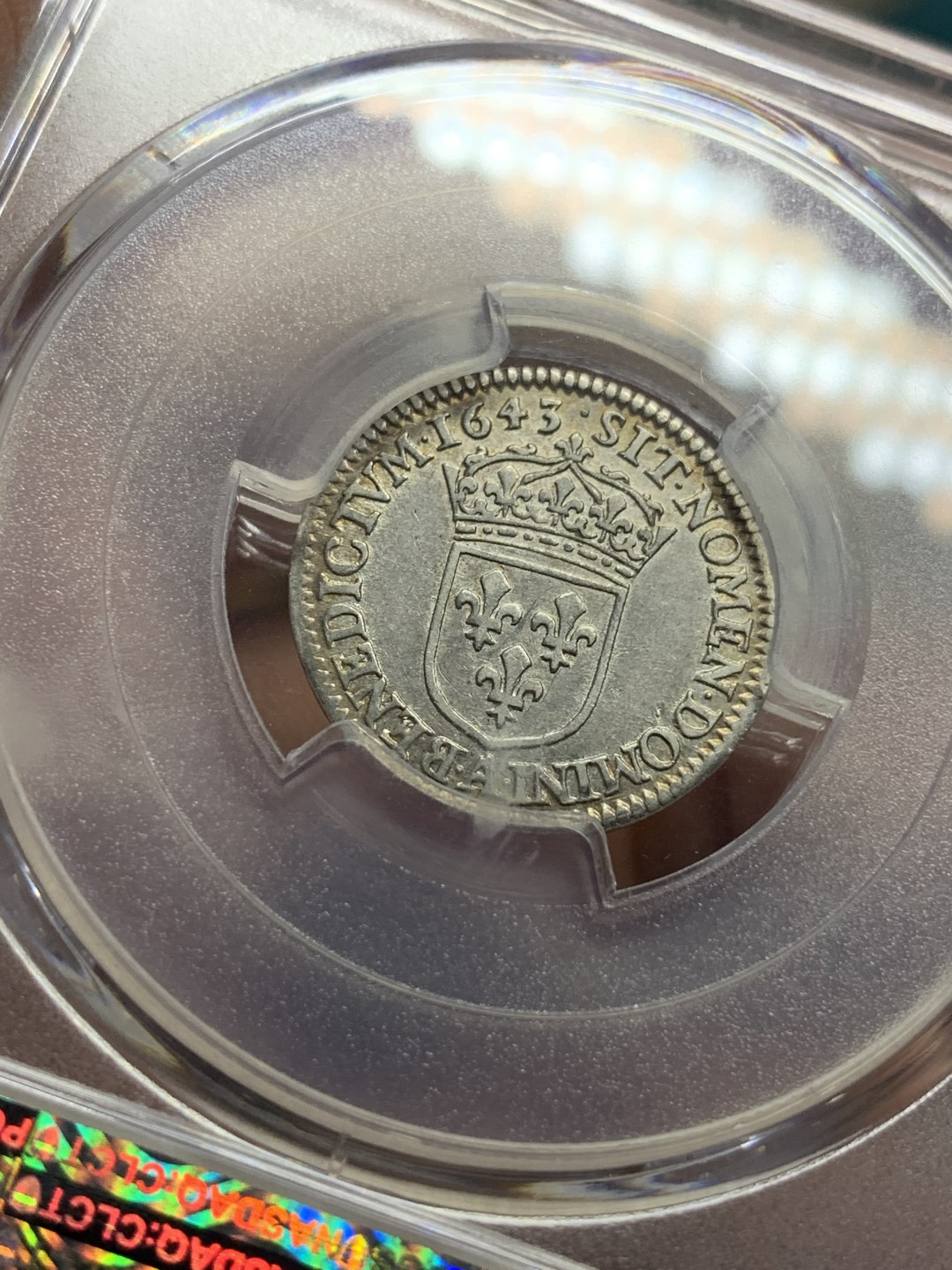 《竞宝斋》第106场-周日，周一 2场连拍（全场包邮） 唯一冠军分 PCGS-XF45 1643年法国路易十三1/12埃居银币 稀少路易十三半机制币，点版比玫瑰版少见且价高