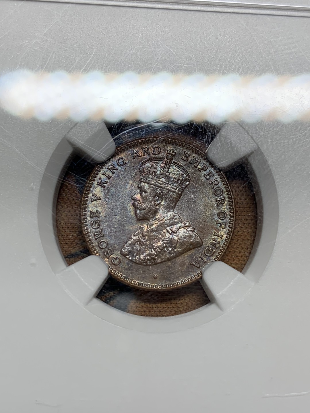 《竞宝斋》第106场-周日，周一 2场连拍（全场包邮） NGC MS63 海峡 乔五 殖民地 1916 1/4分 铜币 巧克力包浆