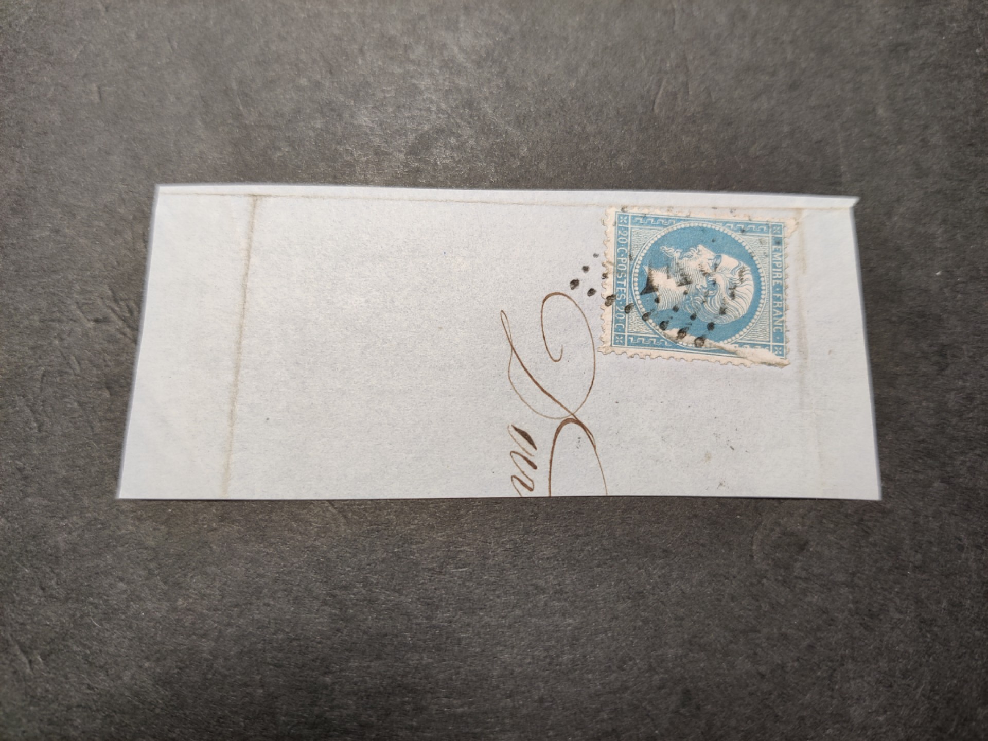 洪涛臻品 精选邮票限时拍卖第五十五期 1862年法国拿破仑三世20分邮票(2008年新票定价190美元)实寄封剪片。少见的极早古典邮品！多年收藏，每件都是唯一, 本期一次性上完, 唯一机会！清代大龙邮票上任意1枚盖1878年的邮戳早在一二十年前全世界都能卖一两万美元,这枚比1878年的大龙邮戳还要早10多年！终生保真！