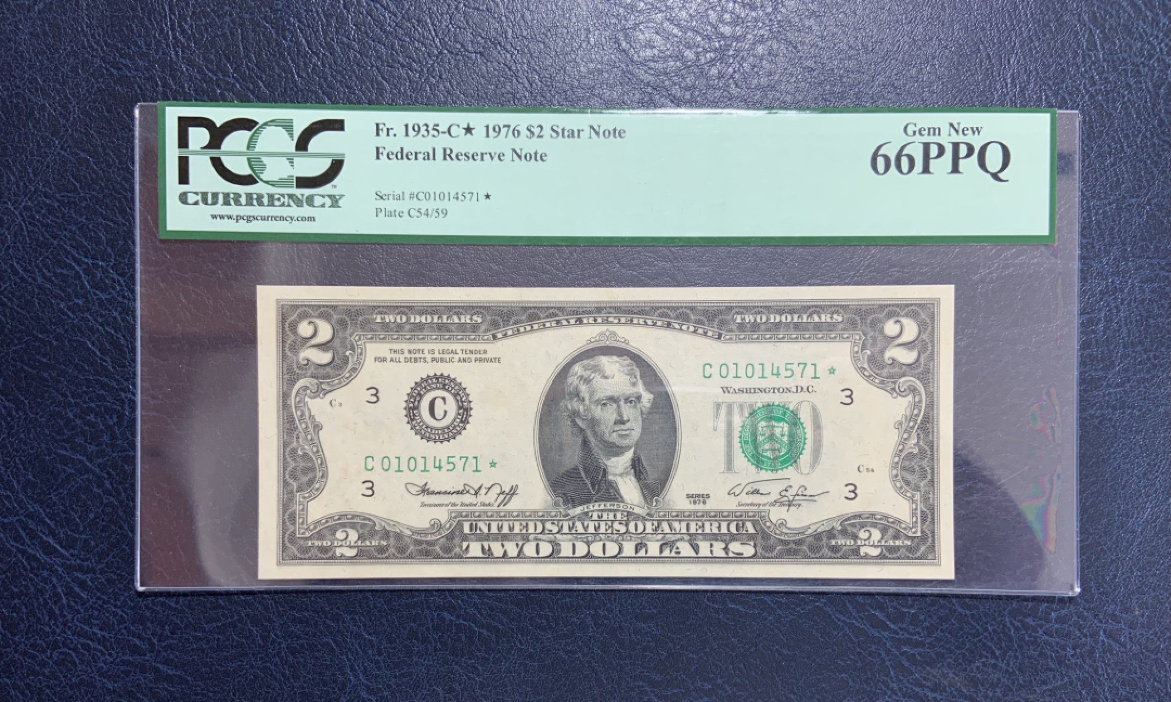 收藏联盟Quantum Auction 第199期拍卖  美国1976年联邦储备券2元 PCGS66 星补号 