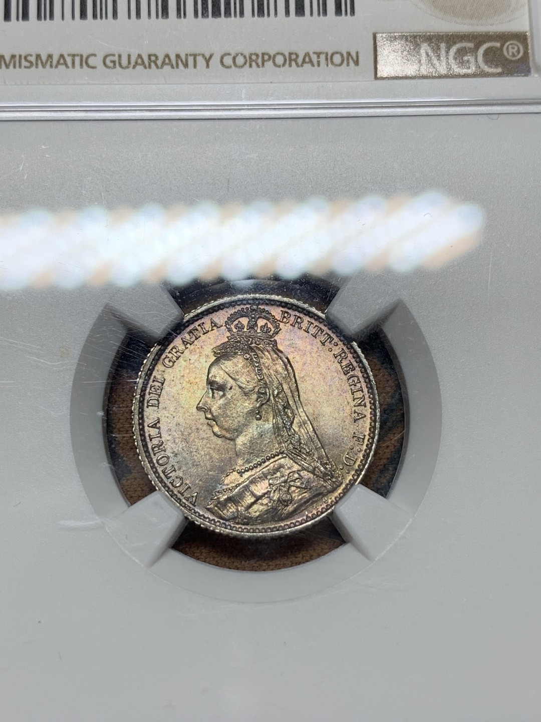 《竞宝斋》第106场-周日，周一 2场连拍（全场包邮） NGC-MS63+ 英国1887年6便士，包浆漂亮，好币