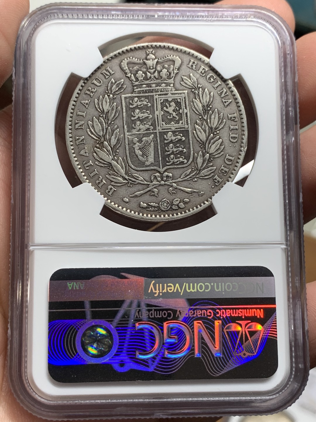 《竞宝斋》第106场-周日，周一 2场连拍（全场包邮） NGC-XF45 英国1845年 年轻头像维多利亚女王 1克朗大银币 少见版式