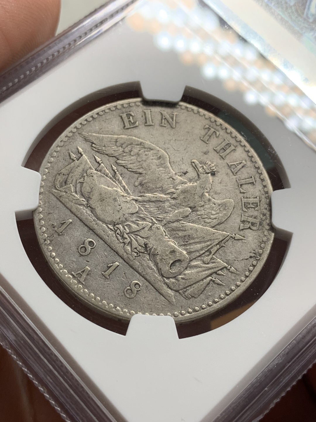 《竞宝斋》第106场-周日，周一 2场连拍（全场包邮） NGC-VF30 德国普鲁士 1818年 威廉三世 1泰勒银币 原味好品 好年份