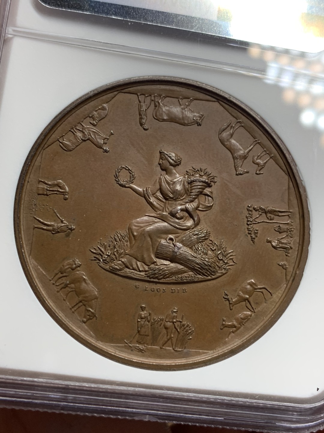 《竞宝斋》第106场-周日，周一 2场连拍（全场包邮） NGC MS64BN 德国农业大赛奖章约1850前后 巧克力色 方寸之间 细节极其丰富