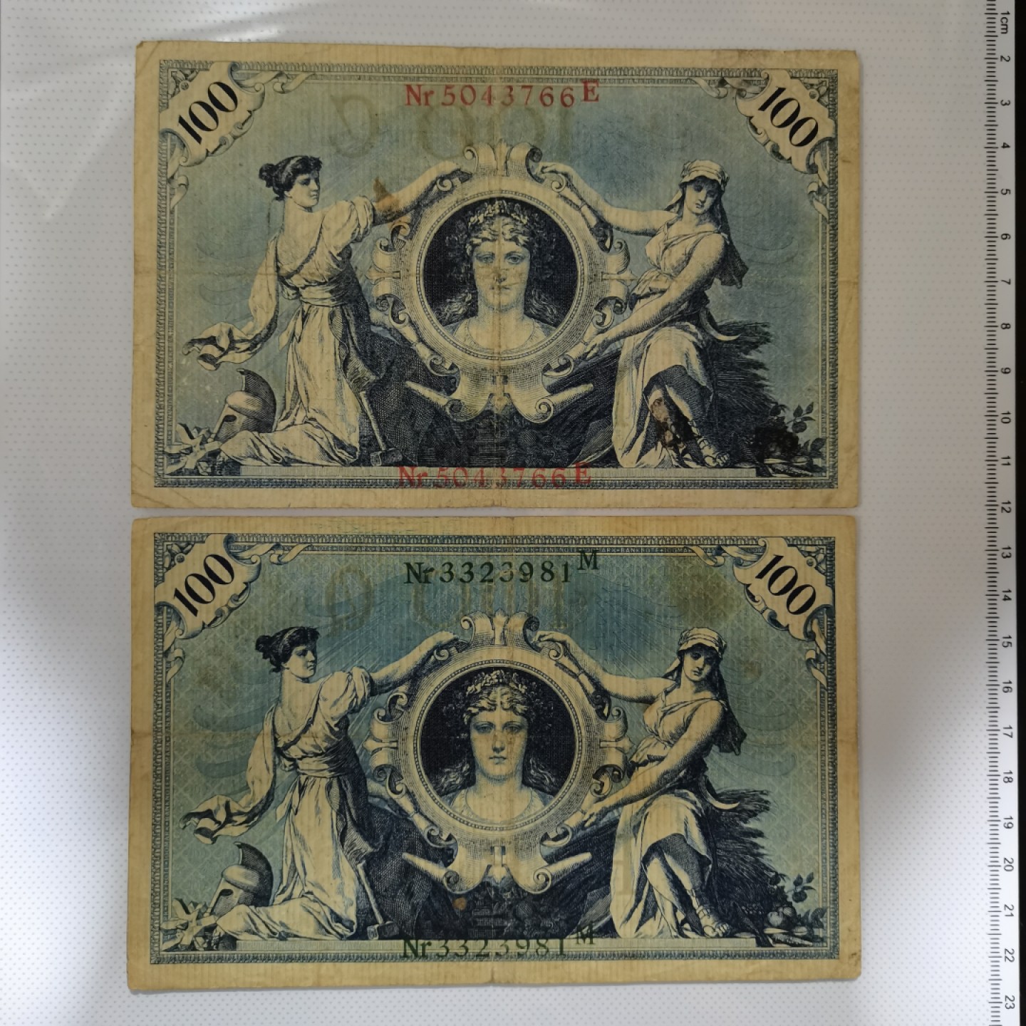 爱淘收藏麦稀奇专场首拍，包邮无押无佣金. 德国1908年100马克红码绿码两张一组