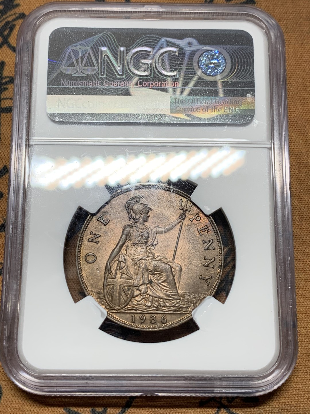 《竞宝斋》第106场-周日，周一 2场连拍（全场包邮） NGC-MS 乔五/乔六便士一对 本土乔五36年细节观感相当好 44年南非乔六光泽温润 海神与帆船