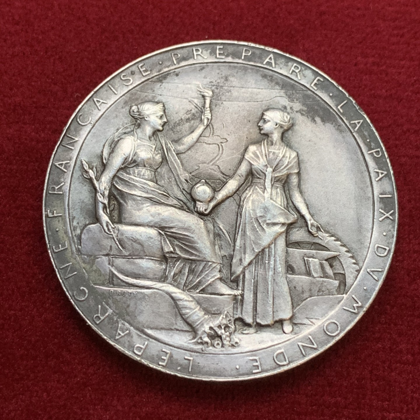 《竞宝斋》第106场-周日，周一 2场连拍（全场包邮） 法国1869年苏伊士运河开通纪念少见加厚版大银章罗蒂作品 48克加厚版本，常见为40克版本，43mm，丰饶角Aregnt边铭