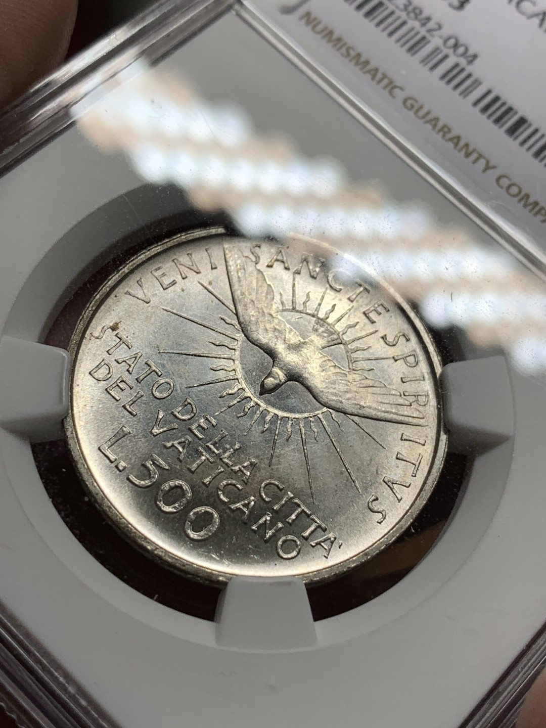 《竞宝斋》第106场-周日，周一 2场连拍（全场包邮） NGC MS63 梵蒂冈1963年教皇缺位500里拉银币