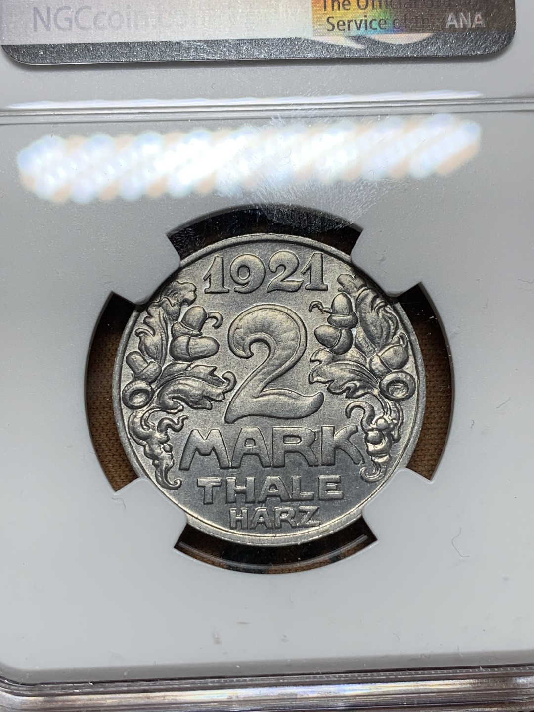 《竞宝斋》第106场-周日，周一 2场连拍（全场包邮） NGC MS66冠军！ 德紧珍藏级尖货 1921年塔勒2马克大猫大铝币，绝美设计传世精品，难得的珍藏良机！