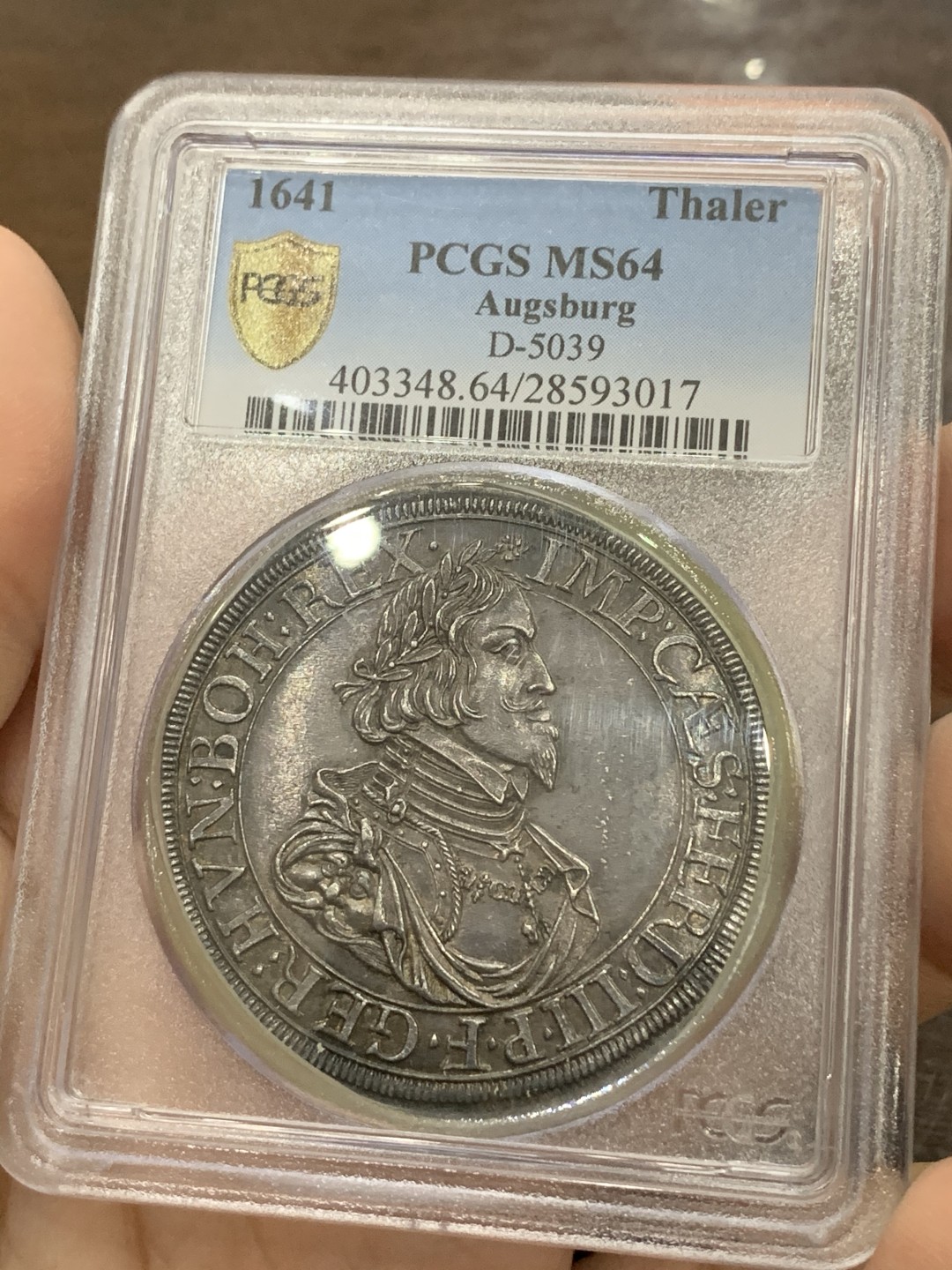 《竞宝斋》第106场-周日，周一 2场连拍（全场包邮） 推荐！PCGS MS64 神圣罗马帝国 1641 奥格斯堡大泰勒，双面包浆均匀 近乎完美的状态 将近400年的岁月 类似的包浆币21年拍了5760美元