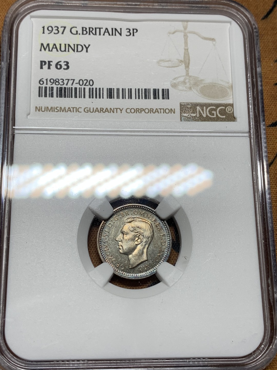 《竞宝斋》第106场-周日，周一 2场连拍（全场包邮） NGC PF63-64 1937年 英国 乔治六世 首年 原味五彩濯足银币 一套