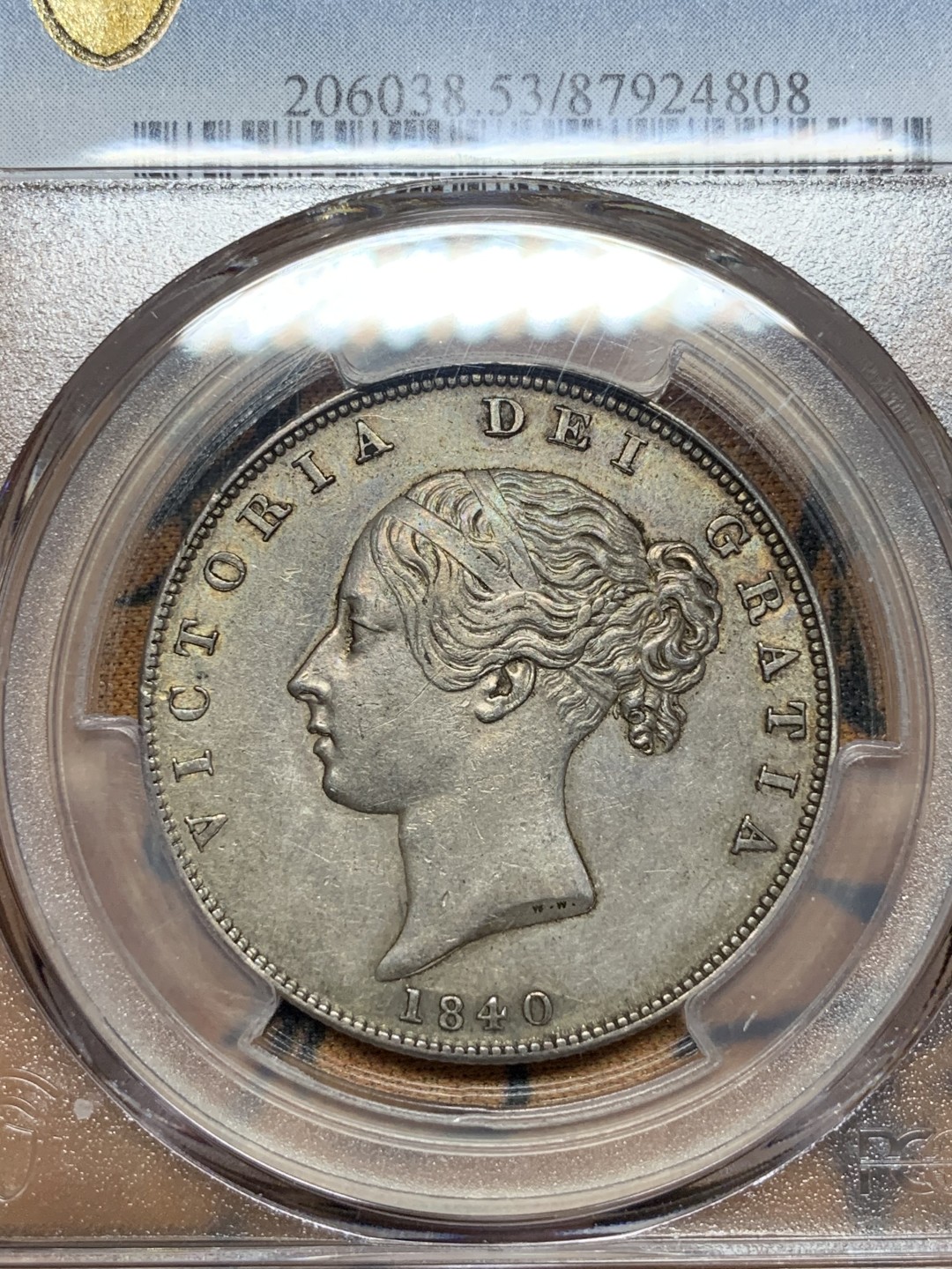 《竞宝斋》第106场-周日，周一 2场连拍（全场包邮） PCGS-AU53 1840年 英国维多利亚半克朗 S级珍惜度，早期小维半克朗外拍价格几乎是 后期版本的一倍
