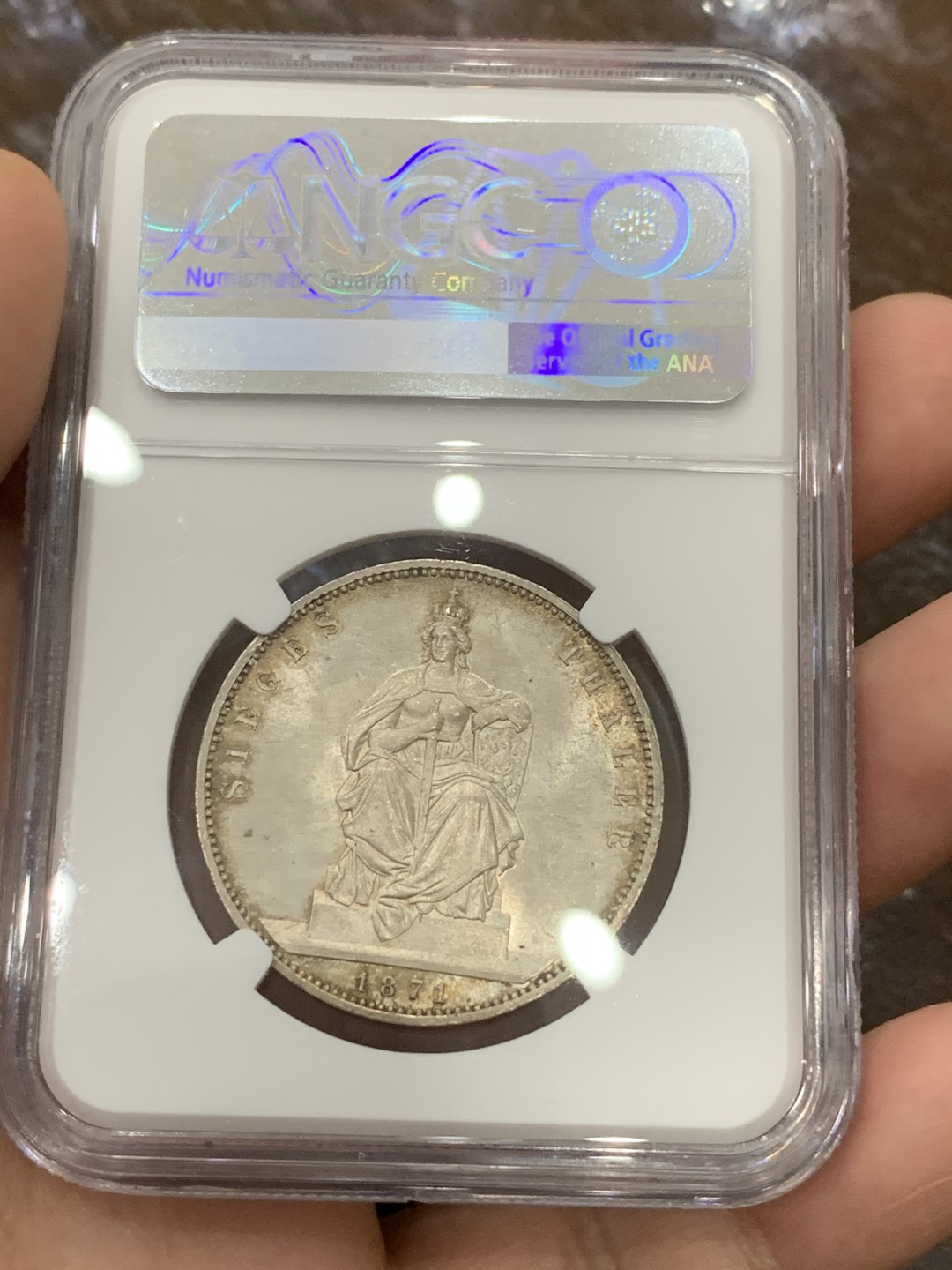 《竞宝斋》第106场-周日，周一 2场连拍（全场包邮） NGC-MS64 德国1871年普鲁士胜利泰勒，近期涨价的品种 高分好包浆