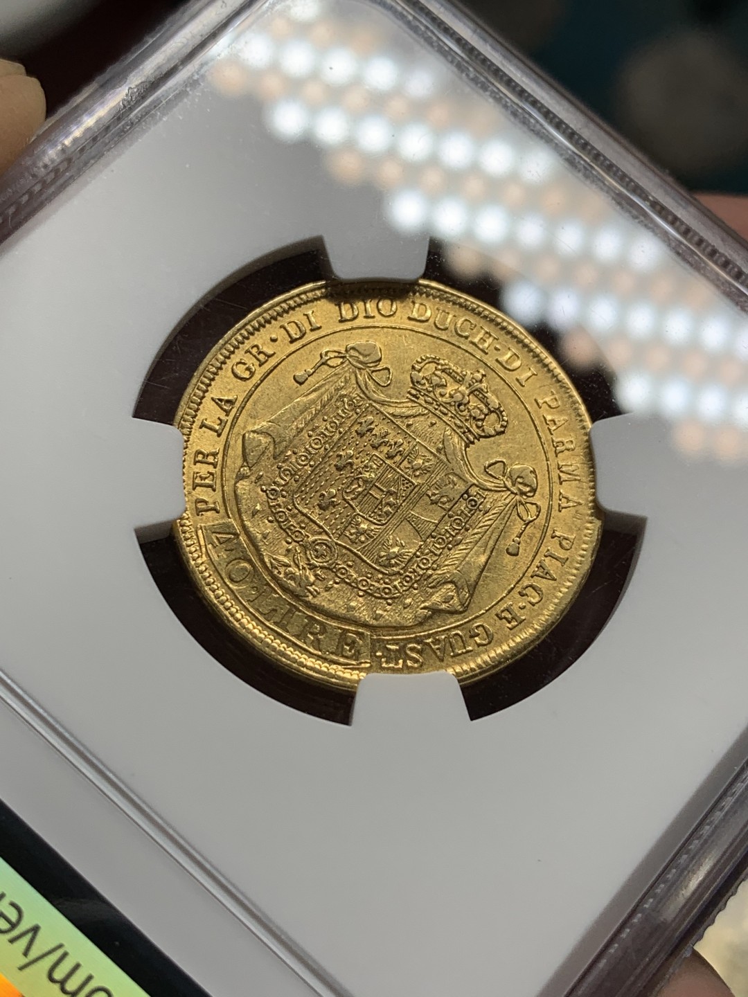 《竞宝斋》第106场-周日，周一 2场连拍（全场包邮） NGC-AU58 1815年意大利帕尔马40里拉金币 12.9克 拿皇的第二任妻子头像的金币，克书价极高，HA上MS的2万多不含佣金，AU58性价比高
