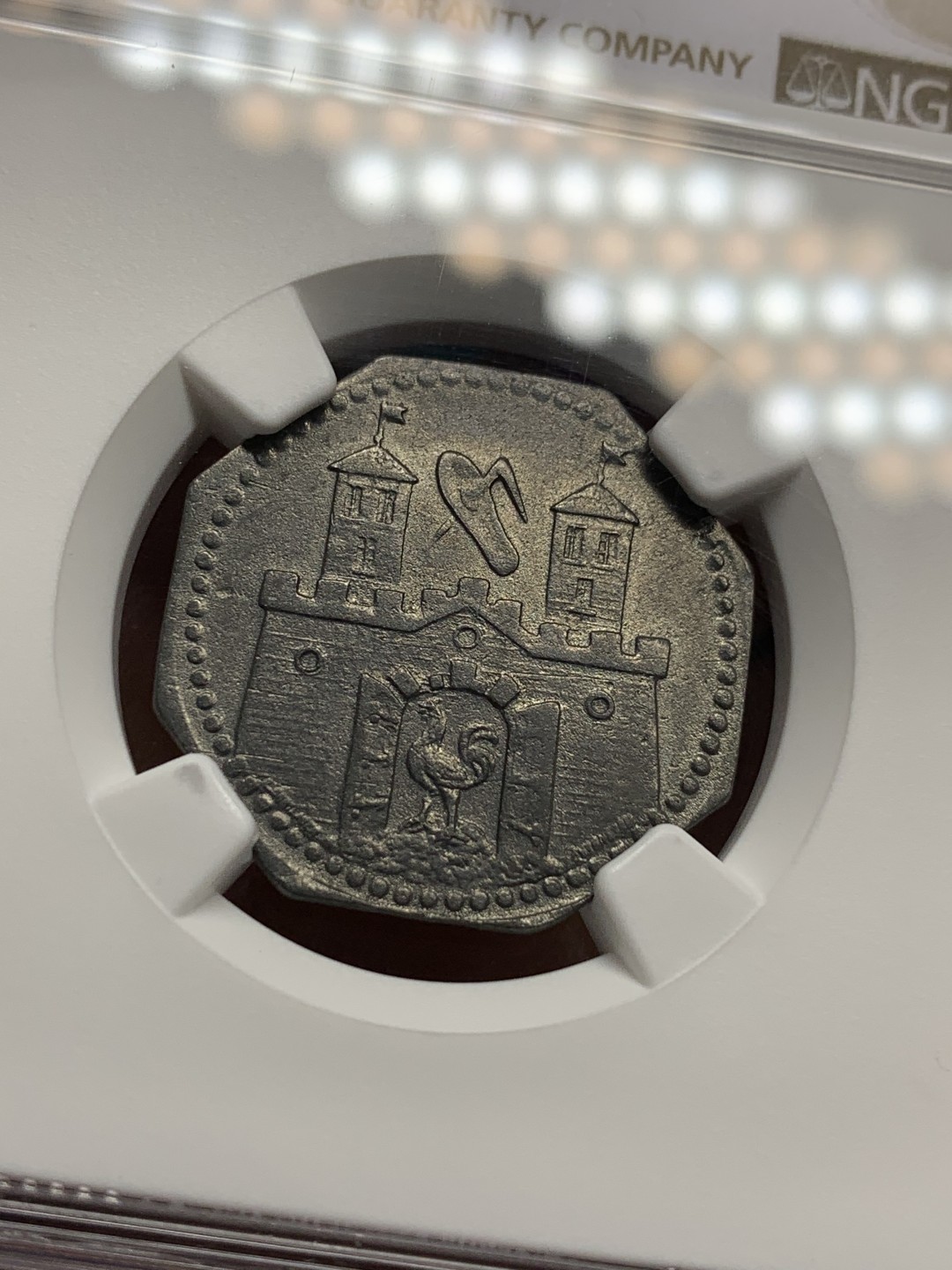 《竞宝斋》第106场-周日，周一 2场连拍（全场包邮） NGC MS62 德国 德紧 1917年 苏尔50芬妮 锌币