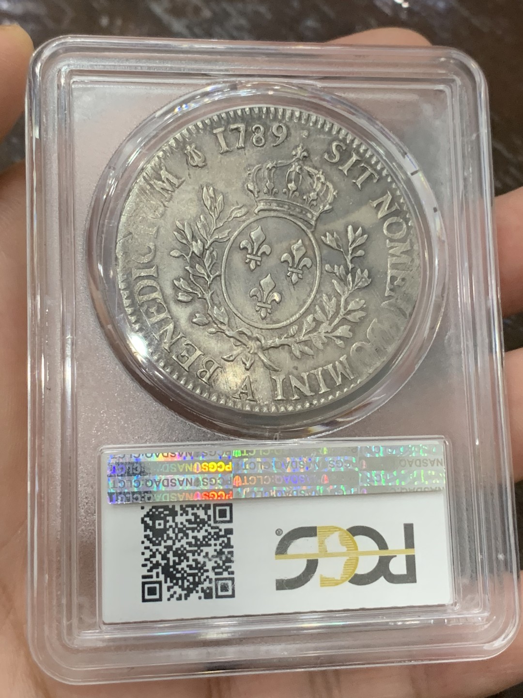 《竞宝斋》第106场-周日，周一 2场连拍（全场包邮） PCGS-MS63 法国  1789年 法国大革命时期 路易十六 大埃居 人像全深打 极为难得