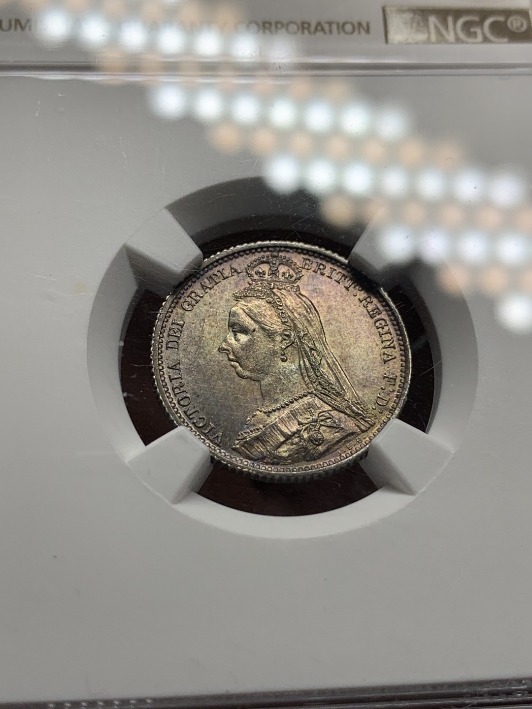 《竞宝斋》第106场-周日，周一 2场连拍（全场包邮） NGC-MS63+ 英国1887年6便士，包浆漂亮，好币