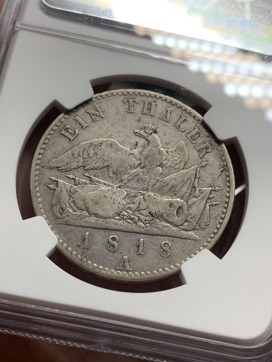 《竞宝斋》第106场-周日，周一 2场连拍（全场包邮） NGC-VF30 德国普鲁士 1818年 威廉三世 1泰勒银币 原味好品 好年份