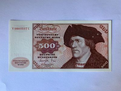 【Blue Auction】✨世界纸币精拍第236期【精】 - 德国 1977年500马克 全新UNC 经典大副 雕刻精美