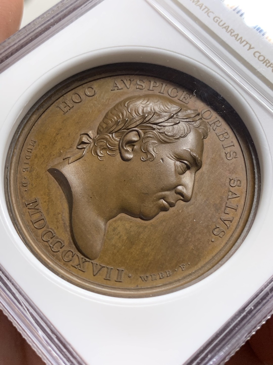 《竞宝斋》第106场-周日，周一 2场连拍（全场包邮） NGC-MS64 1820 英国荣耀的历史之滑铁卢战役纪念章 人物饱满 细节爆满